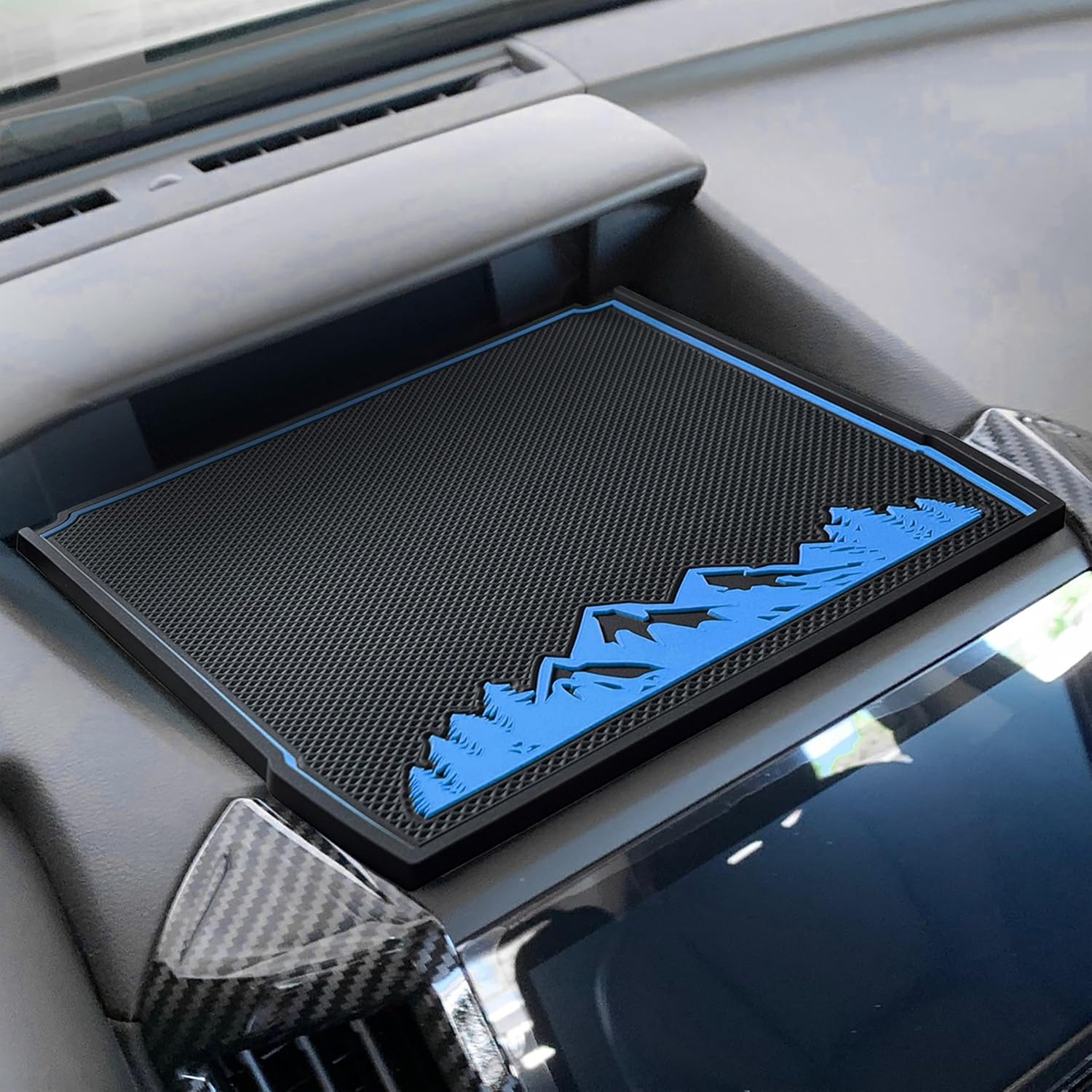 Dash Dashboard Cover Mat for Subaru Forester Accessories 2019-2023 2024 Subaru Crosstrek Impreza 2018-2023 Interior Dash Pad Anti Dust Insert Premium Custom (Blue Trim)(with Pattern)