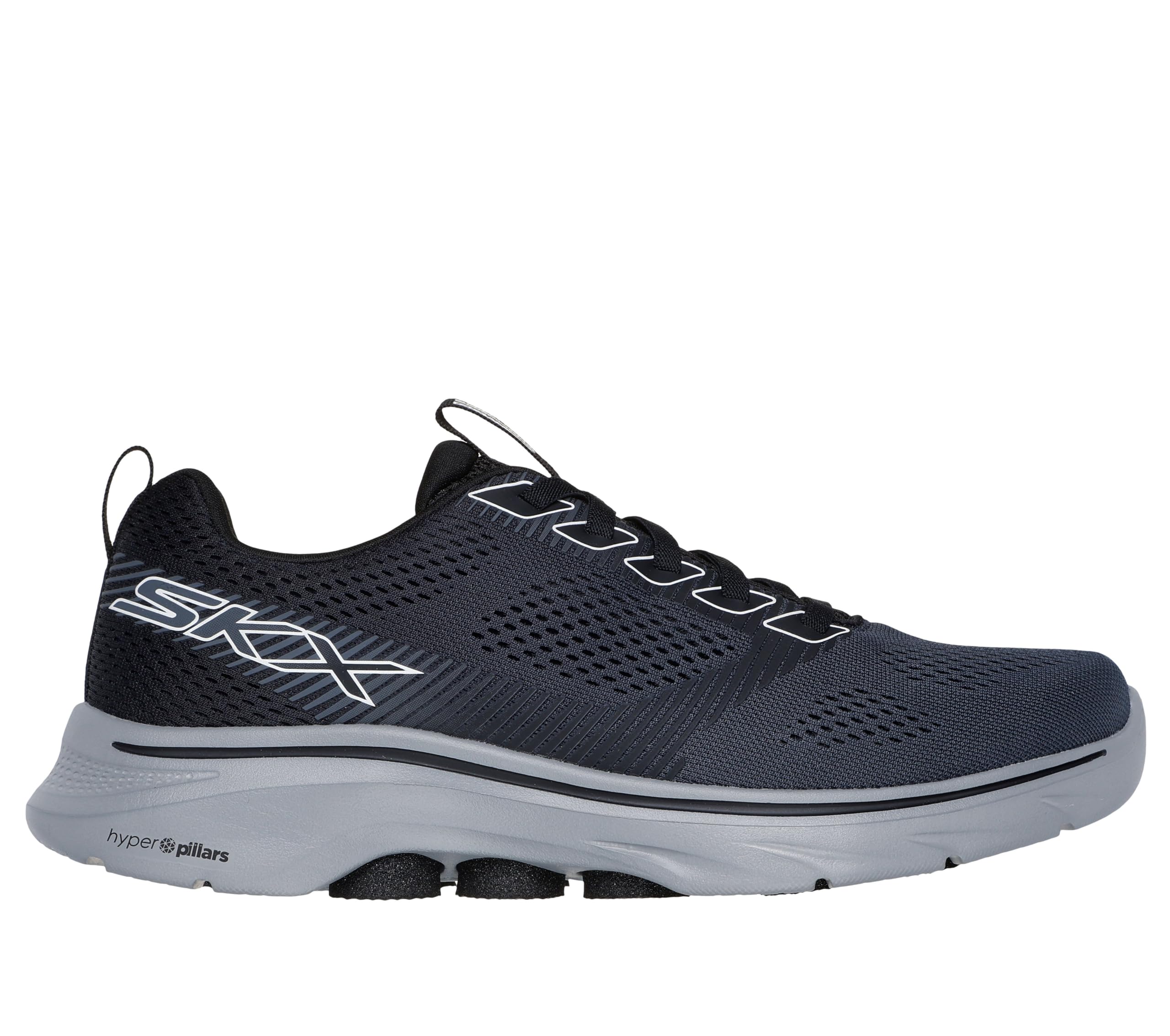 Skechers Men's Go Walk 7 Hahn Sneaker, Black and Gray Textile/Synthetic, 8.5 UK