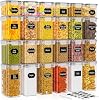 PurKeep 24 Pack Food Storage Containers - BPA Free, 33.6L Airtight Kitchen Storage for Cereal, Flour, Sugar & Baking Supplies with 24 Labels & 1 Marker