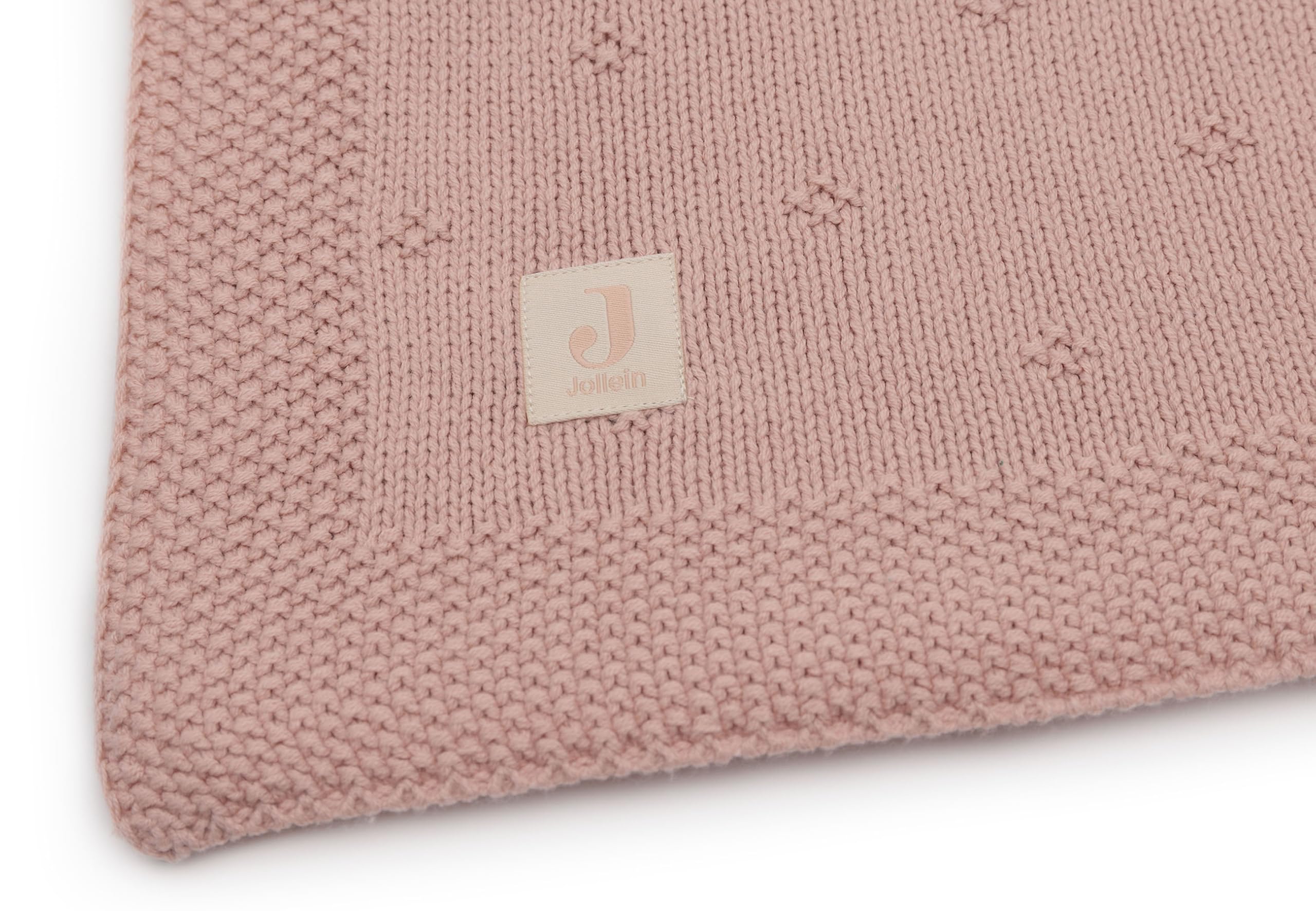 Jollein Kocyk dziecięcy Cosy Knit, Wild Rose – 75 x 100 cm – 60% bawełna, 40% akryl – do kołyski dla niemowląt – 1.0 TOG – certyfikat Öko-Tex – wzór dzianinowy