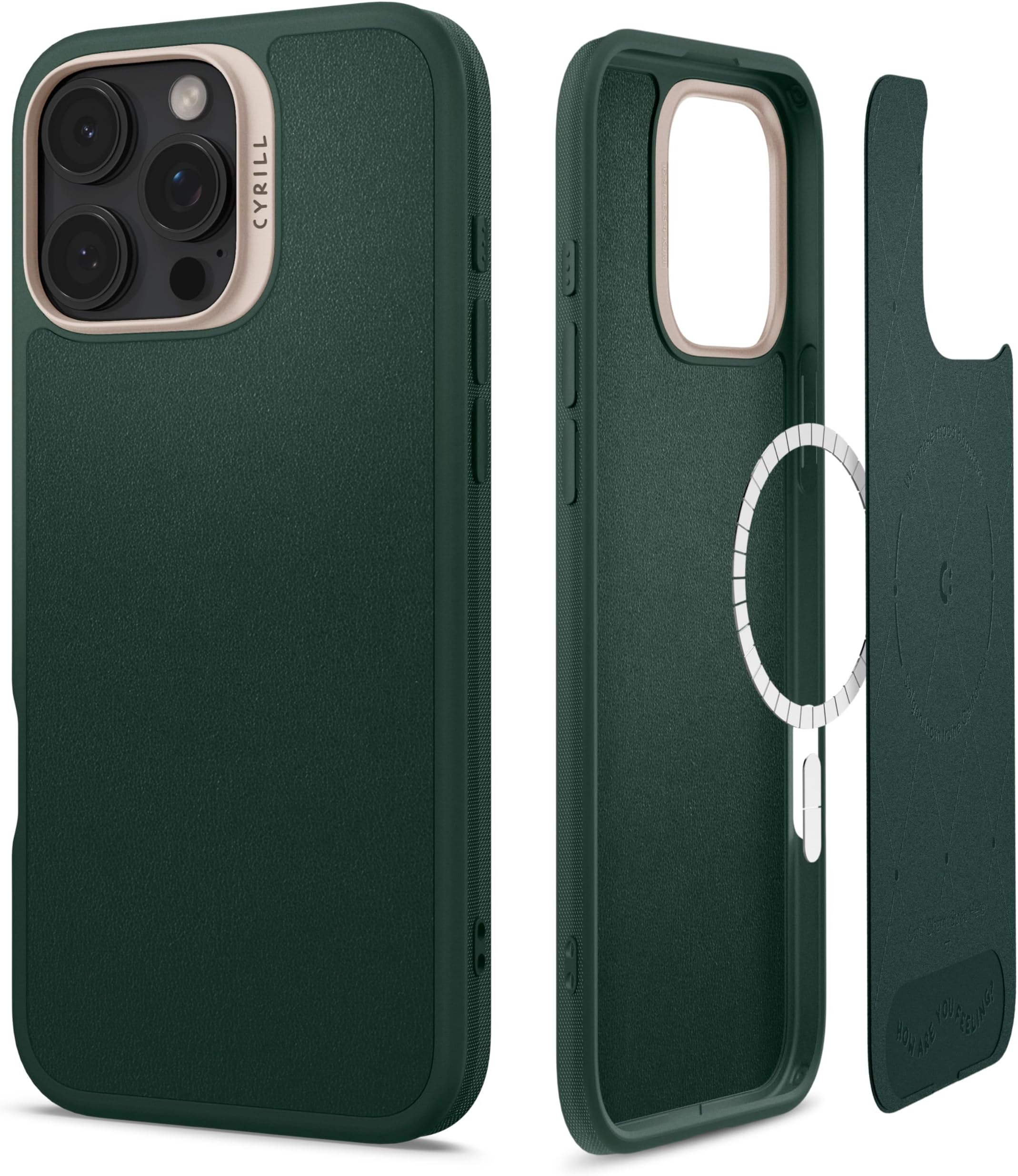 CYRILL Spigen Kajuk Mag for iPhone 16 Pro Max Back Cover, iPhone 16 Pro Max Case (2024) (Faux Leather, TPU, PC | Forest Green)