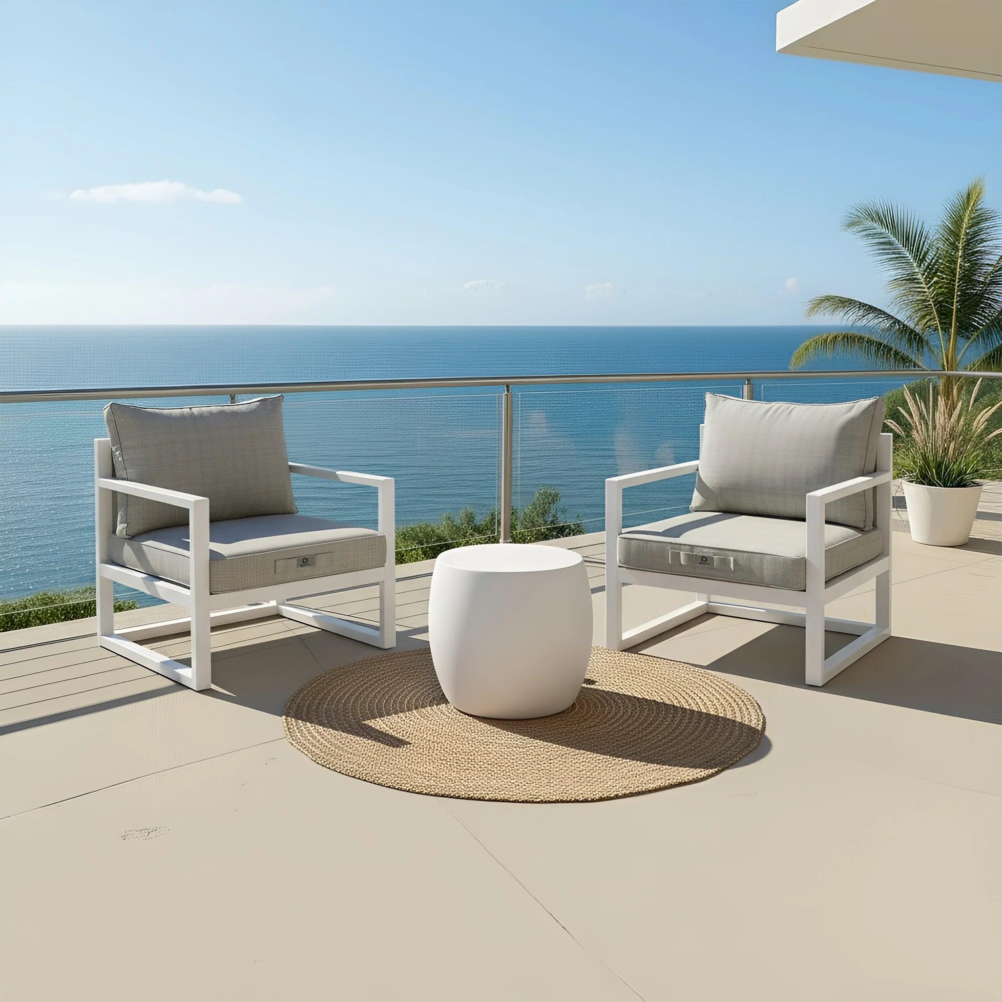 Cuscini da Esterno Impermeabili e Sfoderabili, Set 2 Pezzi Seduta e Schienale per Divano, Sedia o Poltrona da Giardino, 50x50 cm, Beige Turchese