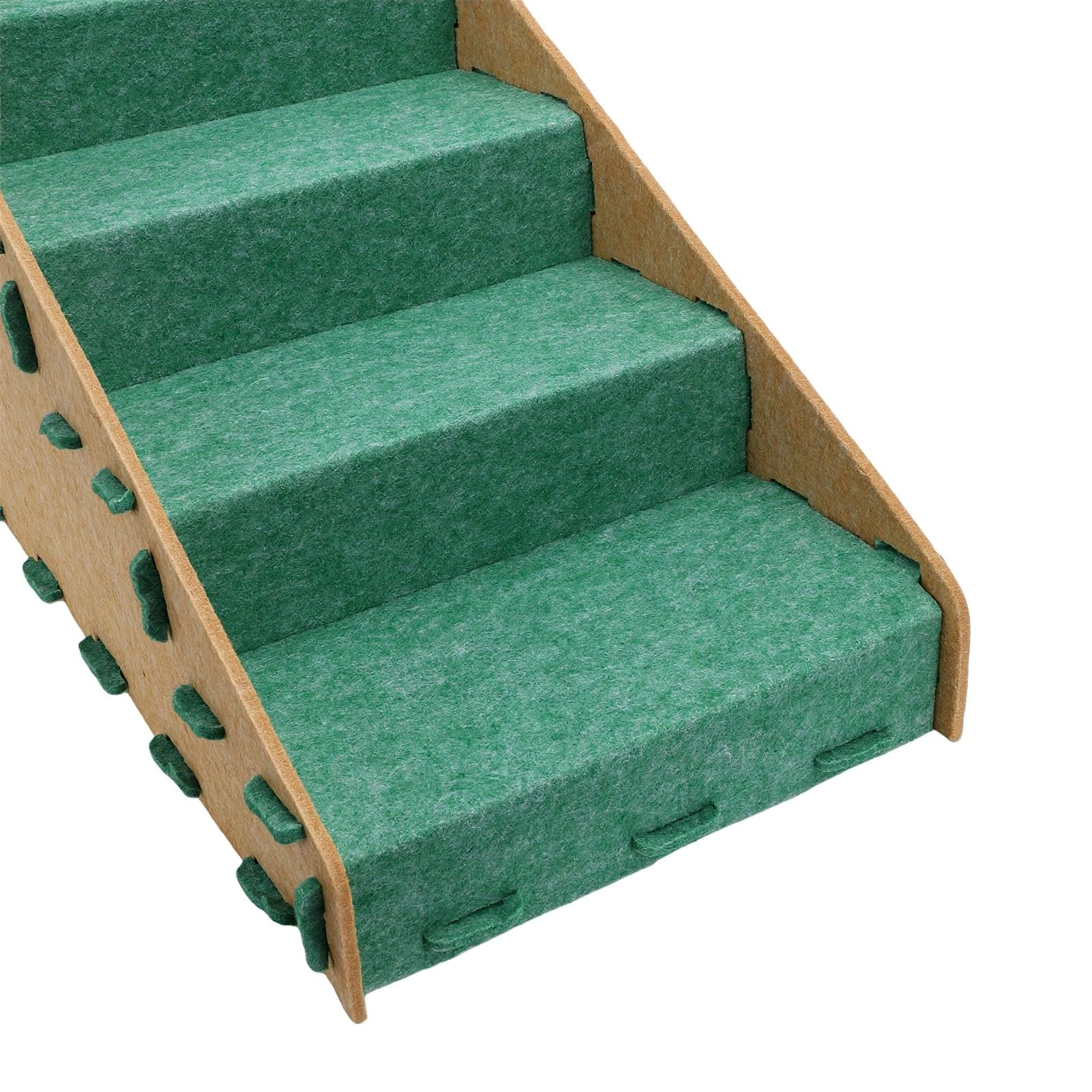 Asixxsix Rampette per Cani e Gatti di Piccola Taglia, 4 Gradini, Verde, per | Feltro Ad Alta densità Rimovibile, Assemblaggio Senza Attrezzi, Sicuro per Letti da 20 a 60 Cm, Gradini Antiscivolo
