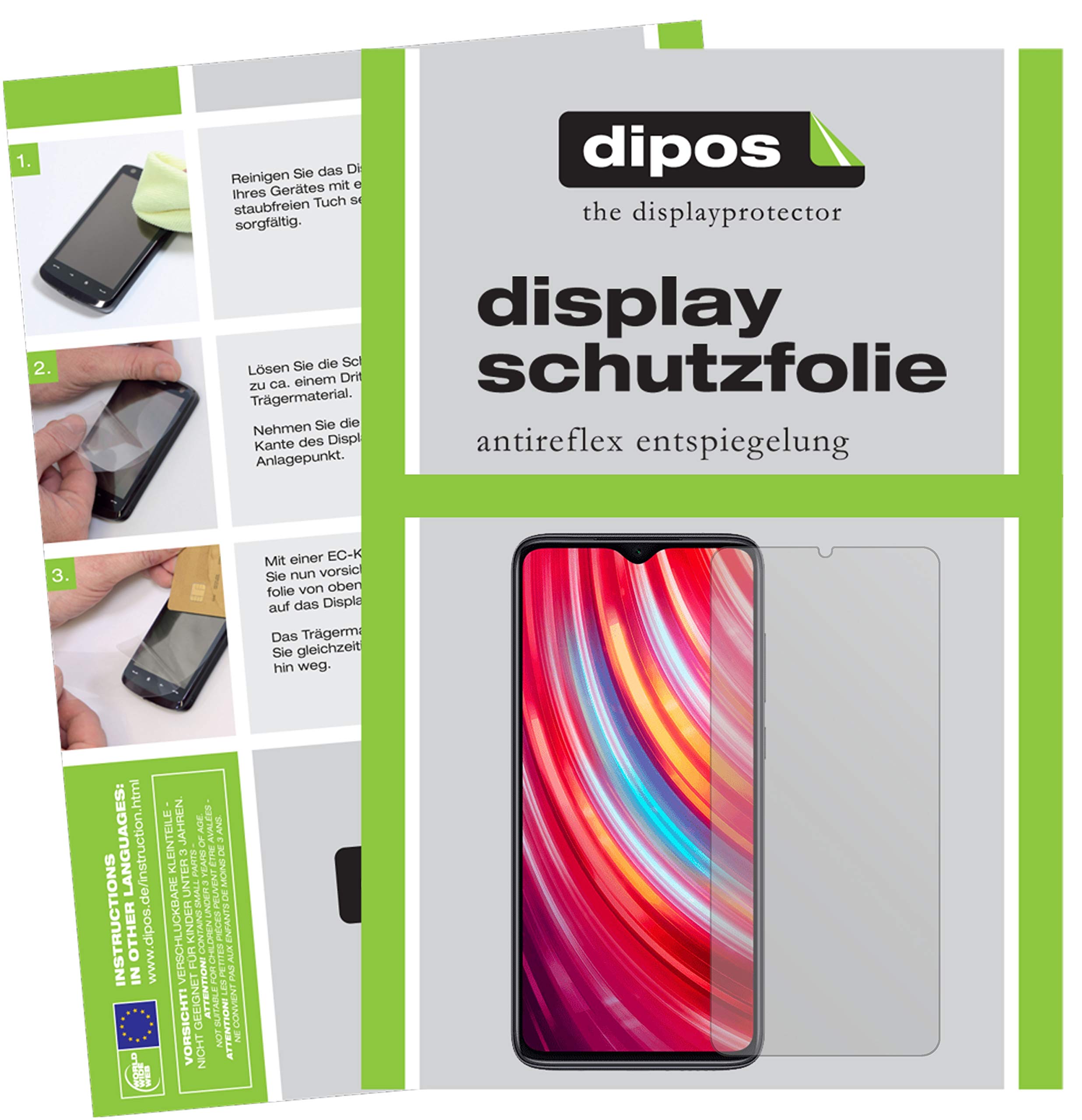 Dipos 6X Pellicola Protettiva Antiriflesso Per Xiaomi Redmi Note 8T - 3 Anteriori + 3 Posteriori, Opaca, Made In Germany