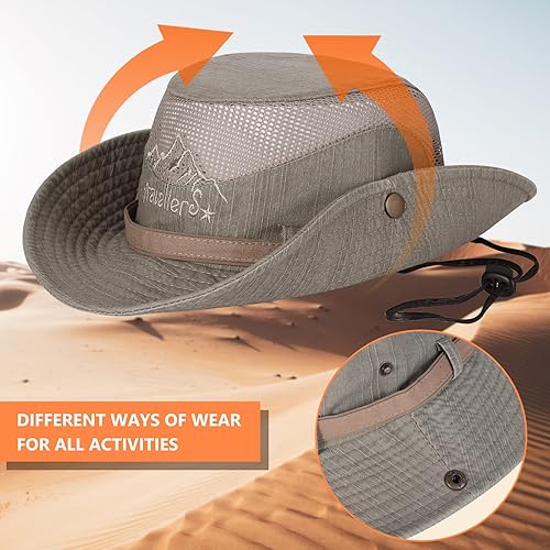 Miniatura 3 de Sombreros de sol para hombres y mujeres, sombrero de pesca UPF 50 de ala ancha, sombreros Boonie para safari, playa, verano, protección UV, sombrero
