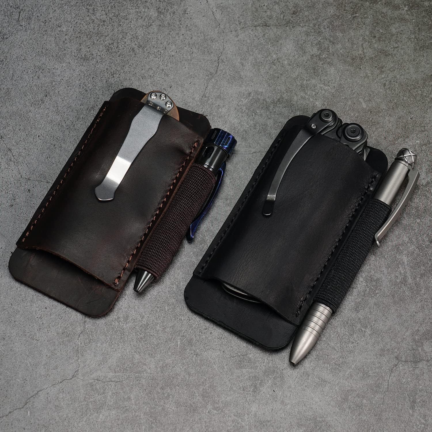 VIPERAED PJ11 EDC Petit étui en Cuir pour Ceinture, étui en Cuir pour Petite Lampe de Poche, Fourreau de Couteau Utilitaire, Pochette EDC pour Outils Multifonctions
