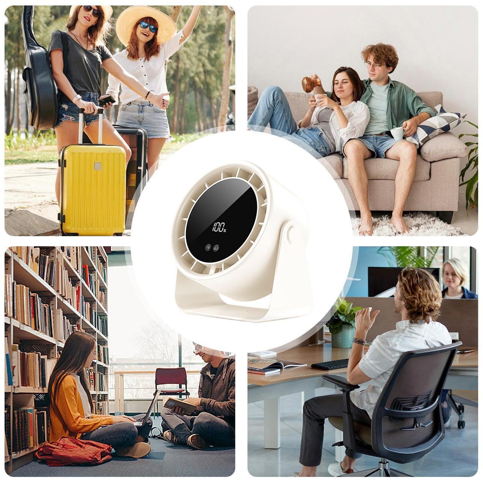 Mini Ventilatore Da Scrivania Raffreddatore Personale Portatile | Ventilatore Portatile con Display in Reale per Camera Scrivania Viaggio Tavolo Uffici Campeggio Esterno
