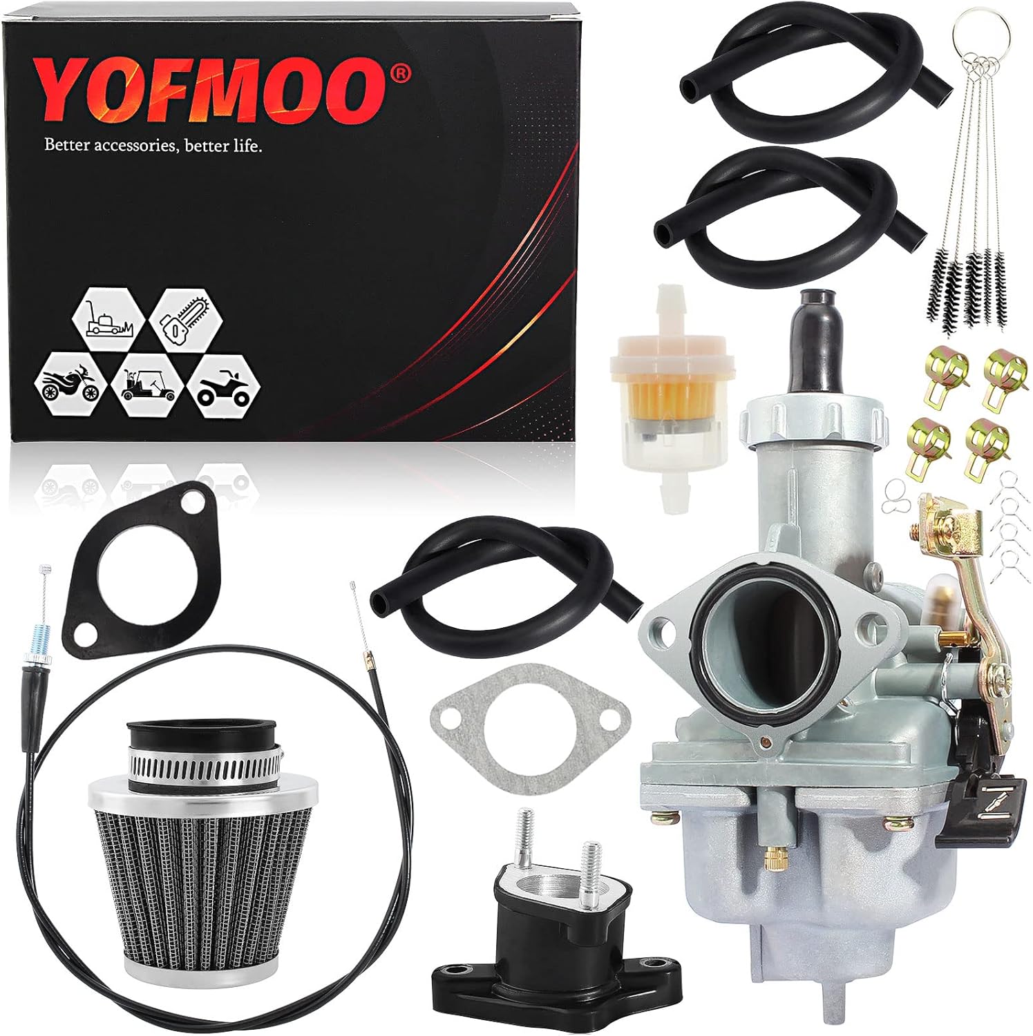 PZ27 Carburetor for 4-stroke CG 125cc 150cc 200cc 250cc ATV Go Kart Dirt Bike Taotao Sunl Buyang Coolsport Lifan Kazuma Zongshen Chinese Cable Choke 27mm Carb