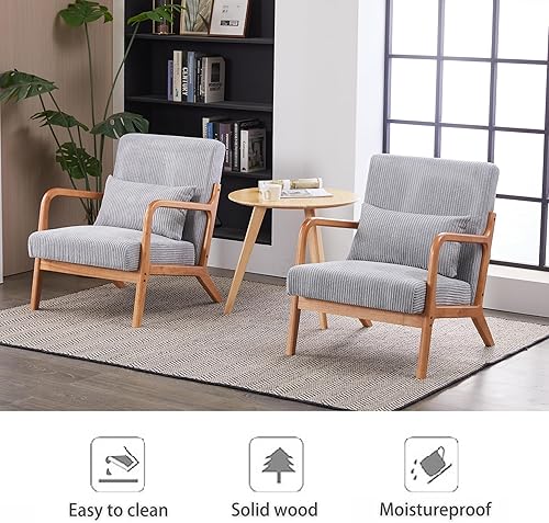 Miniatura 123 de Furnimart Silla decorativa de piel sintética moderna de mediados de siglo; cómodo sillón para ocio, tocador de invitados, silla con respaldo alado