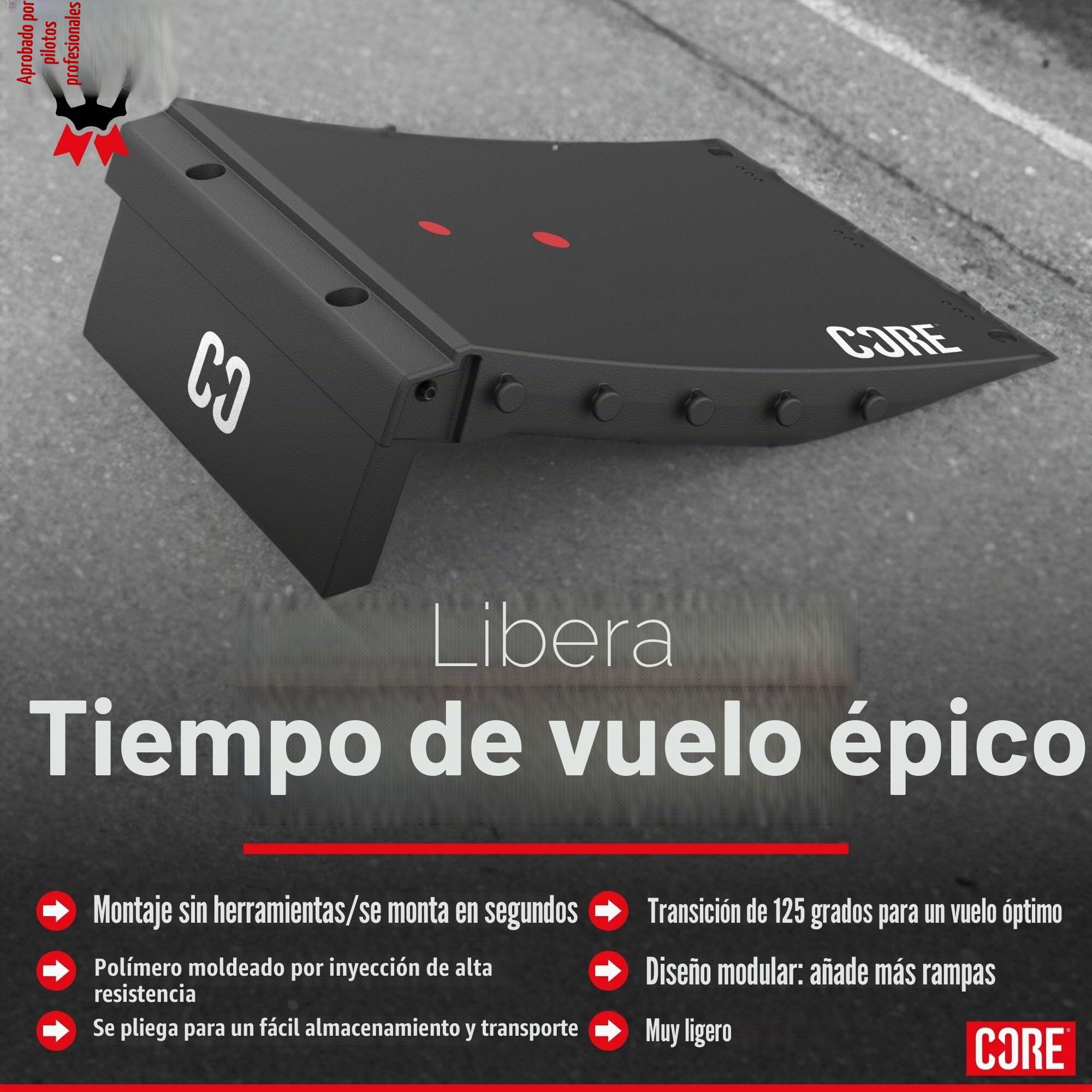 Core Skate Ramp for Kids - Mini Kicker Scooter Ramp Skateboard Ramp BMX Ramp RC Car, Foldable Bike Launch Ramp, Lightweight & Portable Stunt Scooter Ramp with Rubber Feet