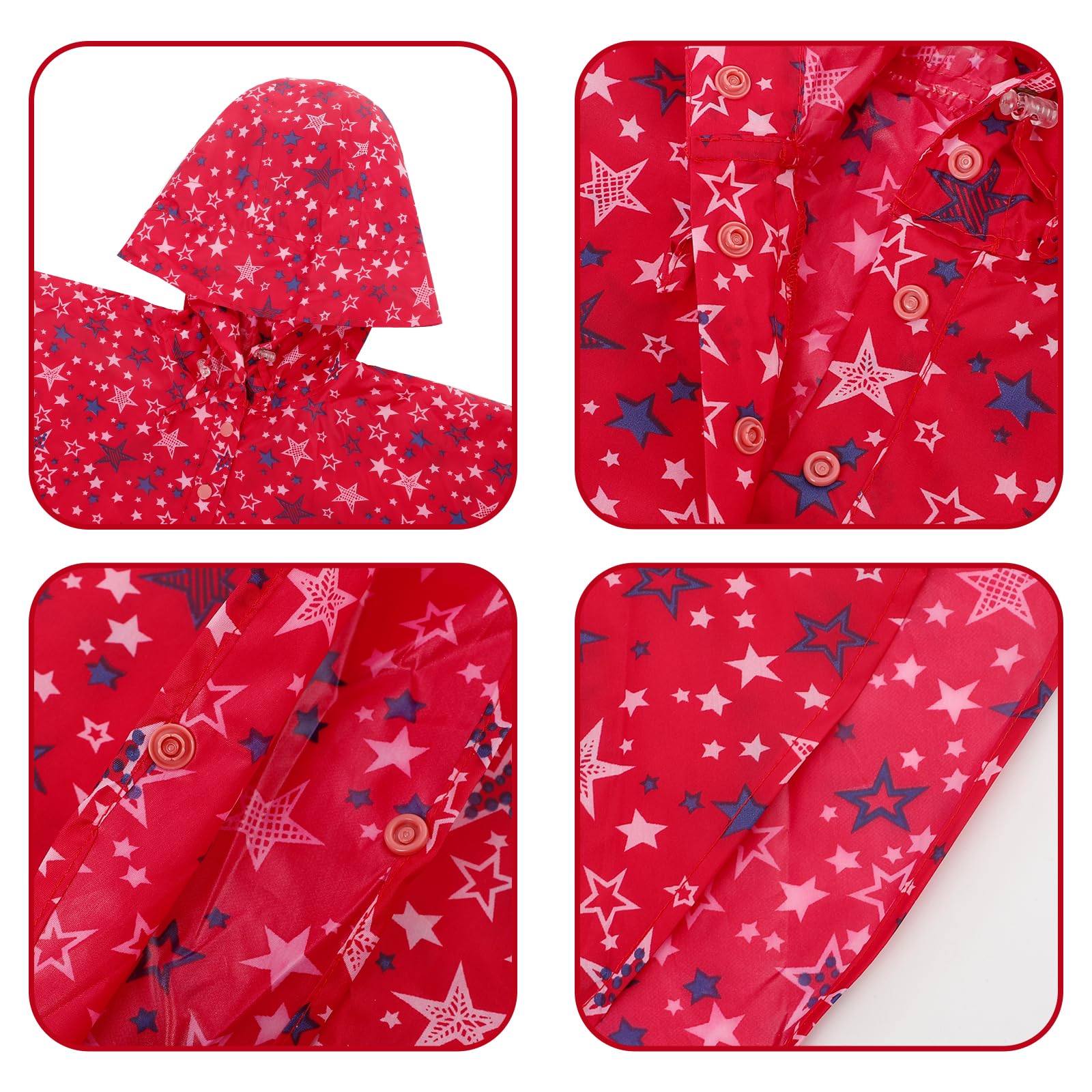 KAKU NANU Poncho Impermeable Chubasquero Niño Niña 3-14 Años Capa con Una Gran Capucha y Una Bolsa de Almacenamiento Amarillo Azul Rosa Rojo
