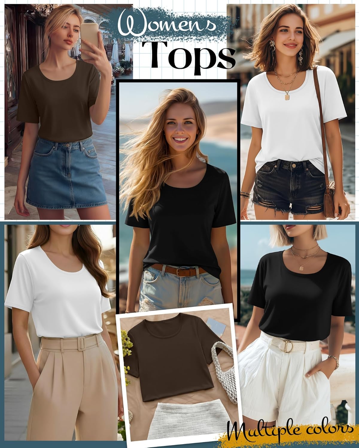 Neer 3 Pack Women's Scoop Neck Short Sleeve Tops Loose Fit Basic Casual T Shirts Lounge Layer Tees Summer - Image 5