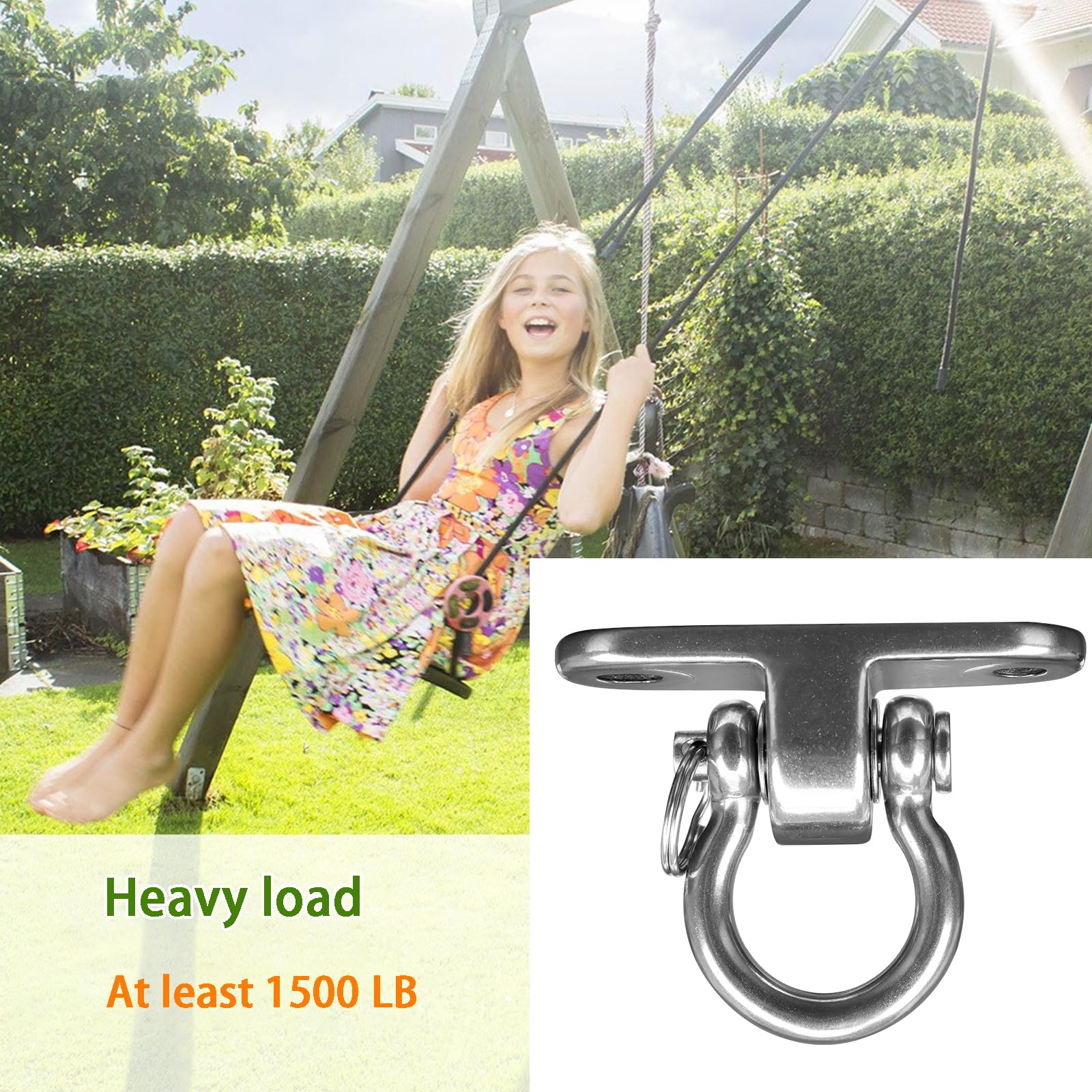 2er Silent Bearing Schaukel Haken,180° Schwerer Edelstahl-Schwingzubehör mit Einer Tragfähigkeit von 675 kg für drinnen und draußen Hängematte Hängesessel Hängeseil-Trainer Yoga Sandsack