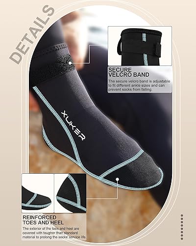 Miniatura 7 de XUKER Calcetines de agua de neopreno de 0.118 in, calcetines de voleibol de playa a prueba de arena, zapatos de agua, botas de buceo para deportes
