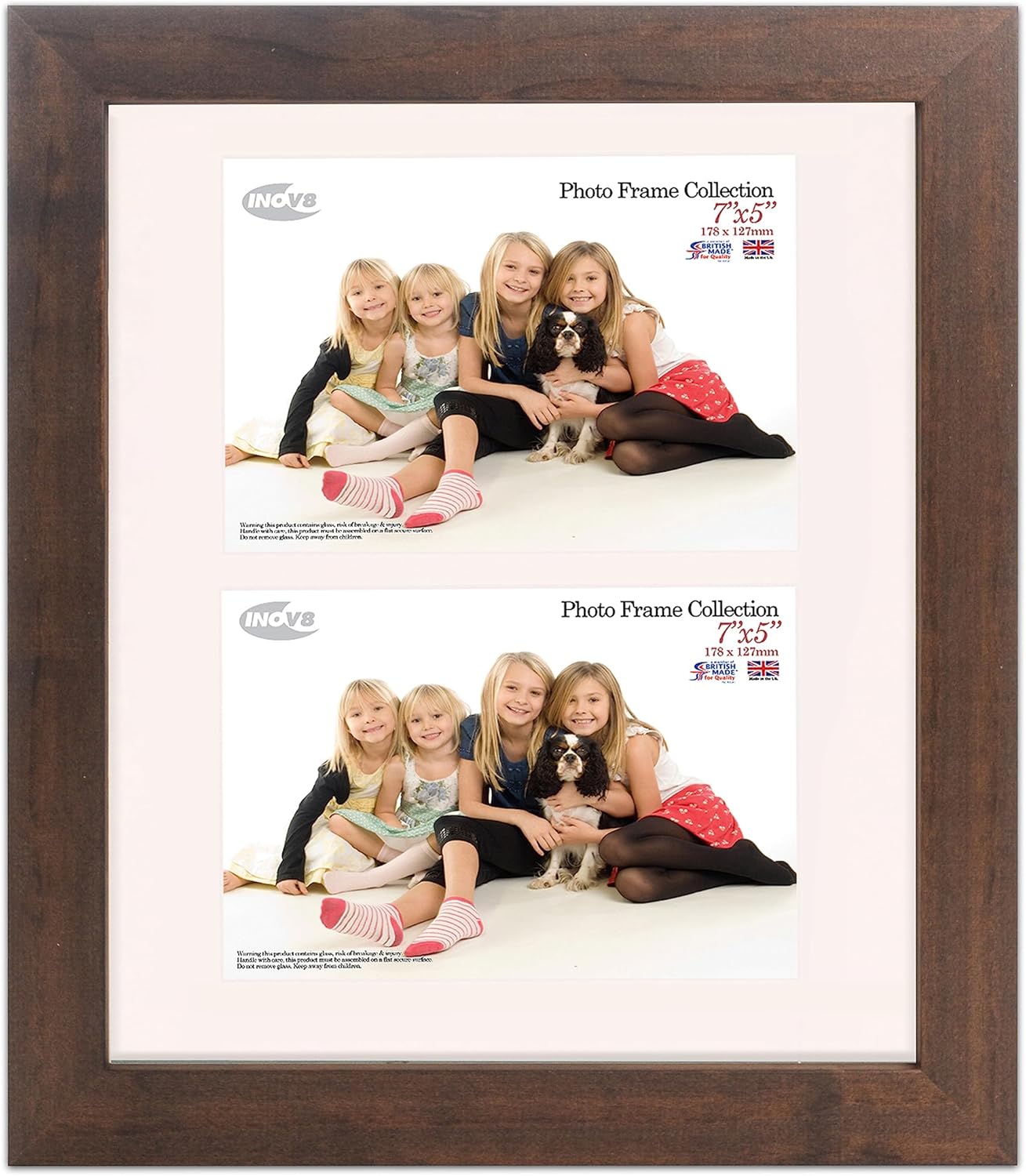 Inov8 British Made Real Wood Picture/Photo Frame 12x10" Dual-Aperature (30x25cm) - Kayla 30mm Dark Oak