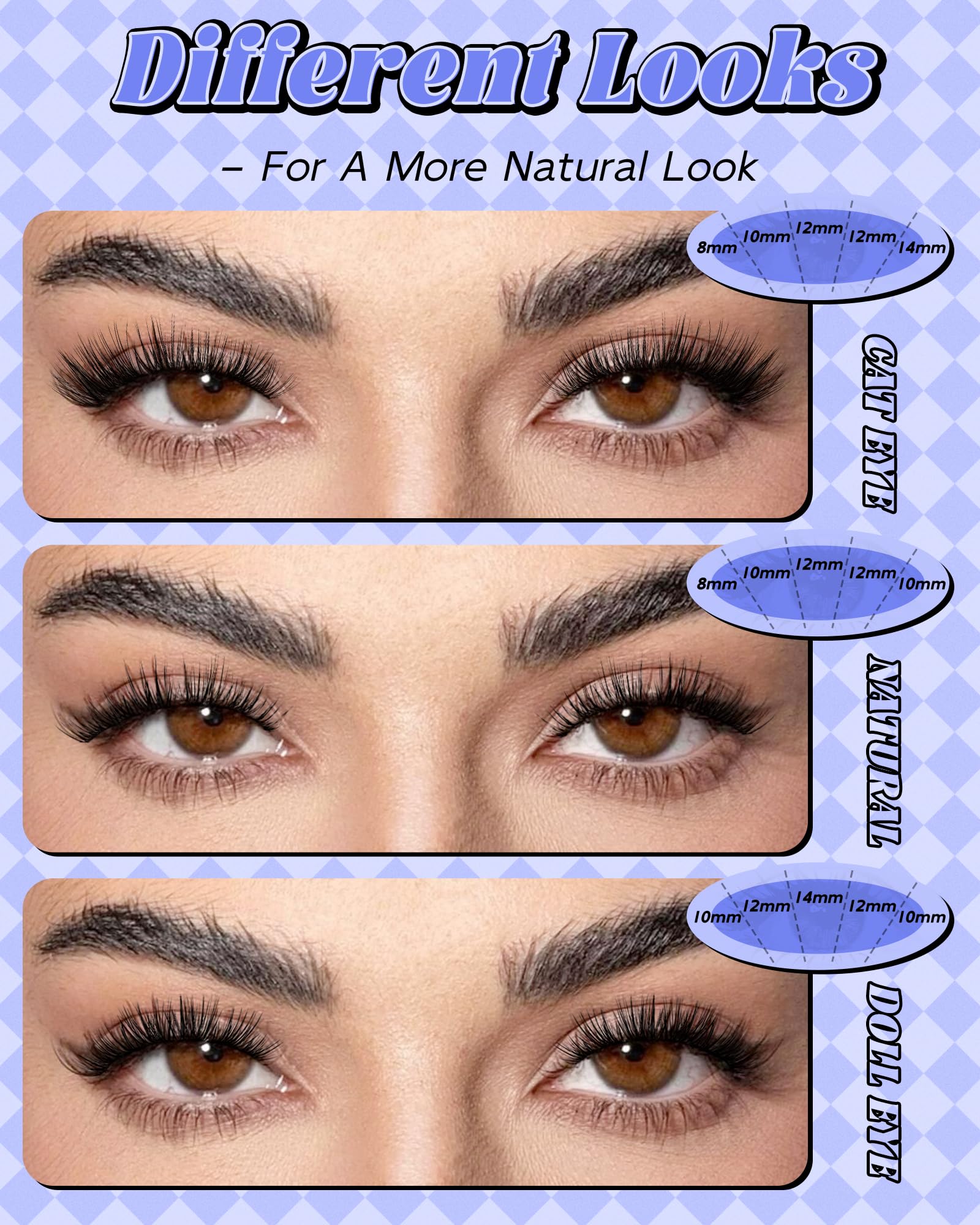LZM Pojedyncze rzęsy w kępkach Cluster Lashes - C Curl rzęsy pojedyncze naturalne Cienkie taśmy Wygodne i lekkie Wispy Manga lash kępki Do codziennego użytku (lawendowa C MIX)