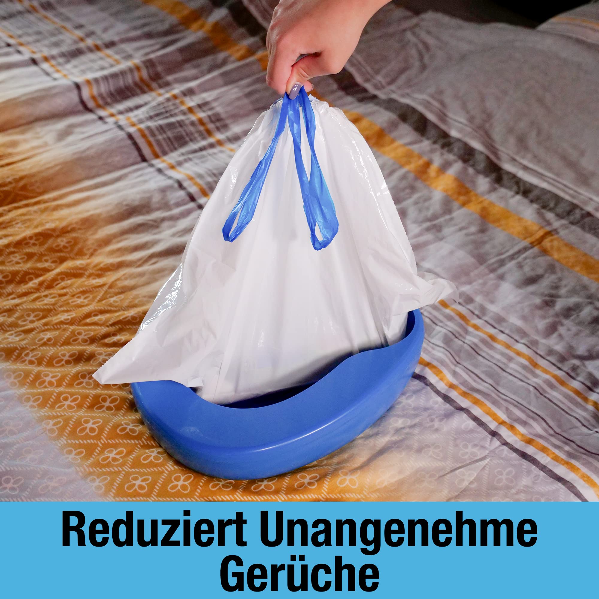 Tilcare Toiletteneinlagen mit Superabsorbierenden Einlagen 50er Pack - Für Bettpfannen, tragbare Toiletten und Toilettenstühle - Eimereinlagen für Krankenhaus & Zuhause - Absorbieren bis zu 1000ml