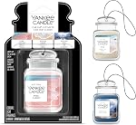 Yankee Candle Car Air Fresheners | Hanging Car Jar Ultimate Variety Pack | Neutralize Odours Up To 30 Days Each | Pink Sands, Sun & Sand, Ocean Air Scented | 3 Count