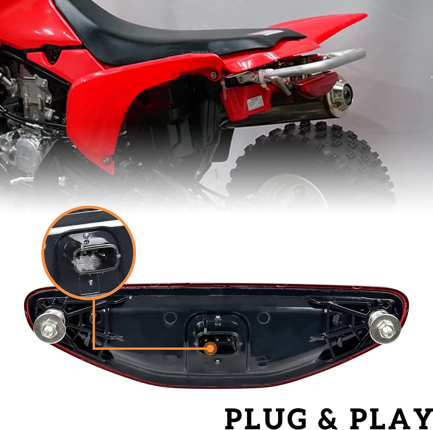 SAUTVS ATV Red LED Tail Light Assembly for Honda TRX 450R, Rear Brake Stop Light Tail Lamp for Honda TRX 450 R ER 2006-2014 Accessories (1PCS)