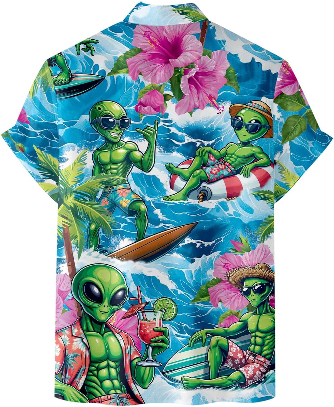 Casual Neon Hawaiian Shirt for Men Vintage Basic Mens Hawaiian Shirts Short Sleeve Button Down Shirt Men