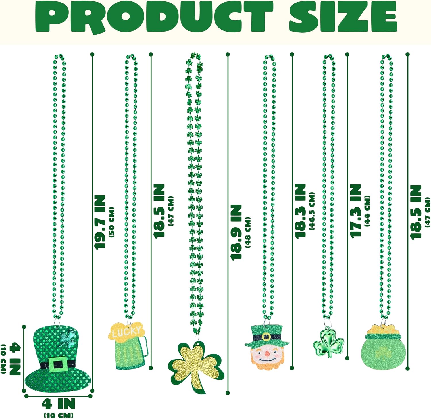JOYIN 24 Pcs St Patricks Beads Necklaces with 6 Designed Pendants, Green Necklaces Bulk for St. Patrick's Day Carnival Party Favors Decorations Dress Up Accessories, Irish Beer Jewelry Costume