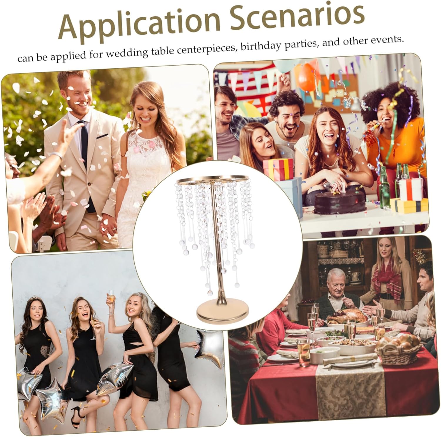 LIFKOME Vase Wedding Centerpiece Stand with Chandelier Crystals Elegant Metal Flower Holder for Table Decor and Floral Arrangements for Indoor and Outdoor Weddings Height