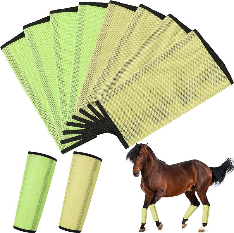 Botas Antimoscas para Cavalos em Malha com Proteção UV e Suportes de PVC Bulyoou – Pacote com 8