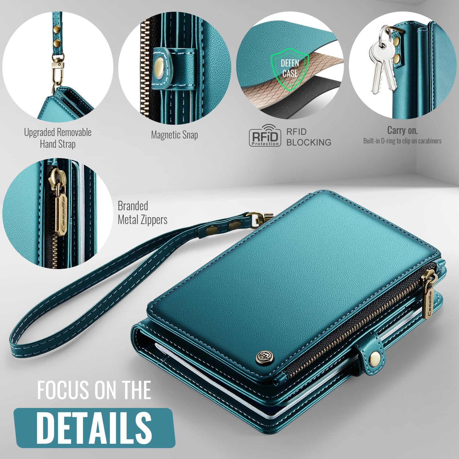Portefeuille de passeport avec blocage RFID avec dragonne, porte-passeport de voyage en cuir synthétique avec 11 emplacements pour cartes, poche zippée et fermeture magnétique, portefeuille de
