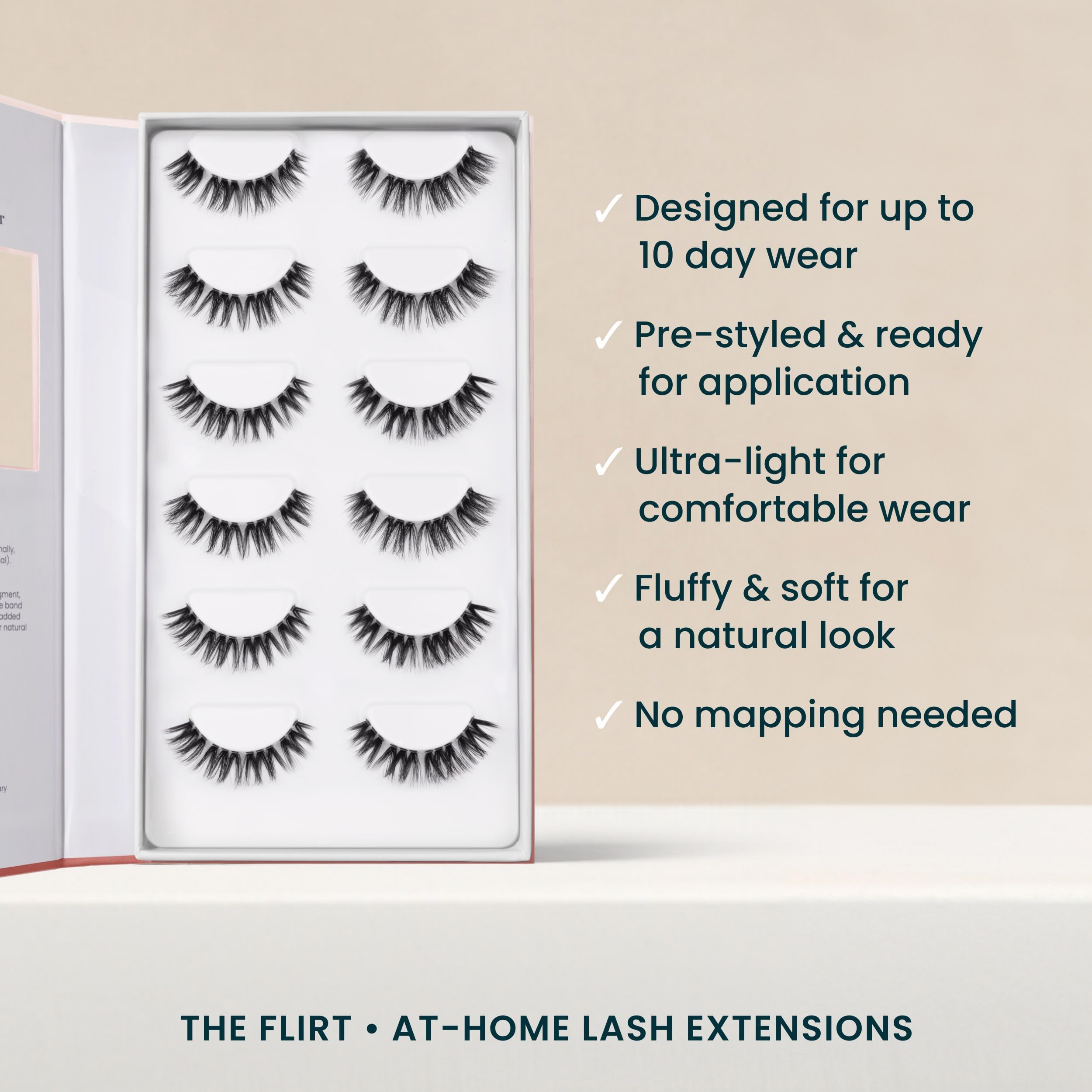 Doll-Eyed Lash Clusters for Women, Salon Quality At Home Eyelashes Extension Kit, 6 Lash Sets, No Lash Glue Included: Flirt