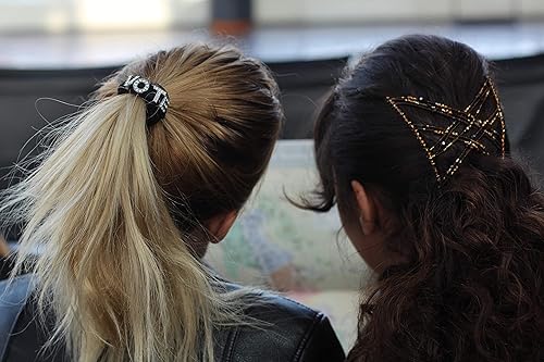 Miniatura 4 de Votar Cola de caballo para el pelo y pulsera decorativa con diamantes de imitación (grande, negro)