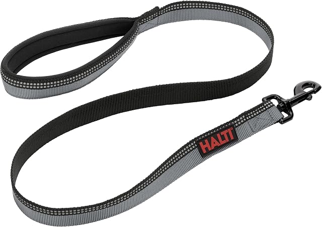 HALTI Lead For Dogs, Size Large, Black, 1.2m, Premium Nylon Puppy & Dog Leash, Reflective Neoprene-Padded Handle, Comfortable & Easy to Use, For Small, Medium & Large Dogs