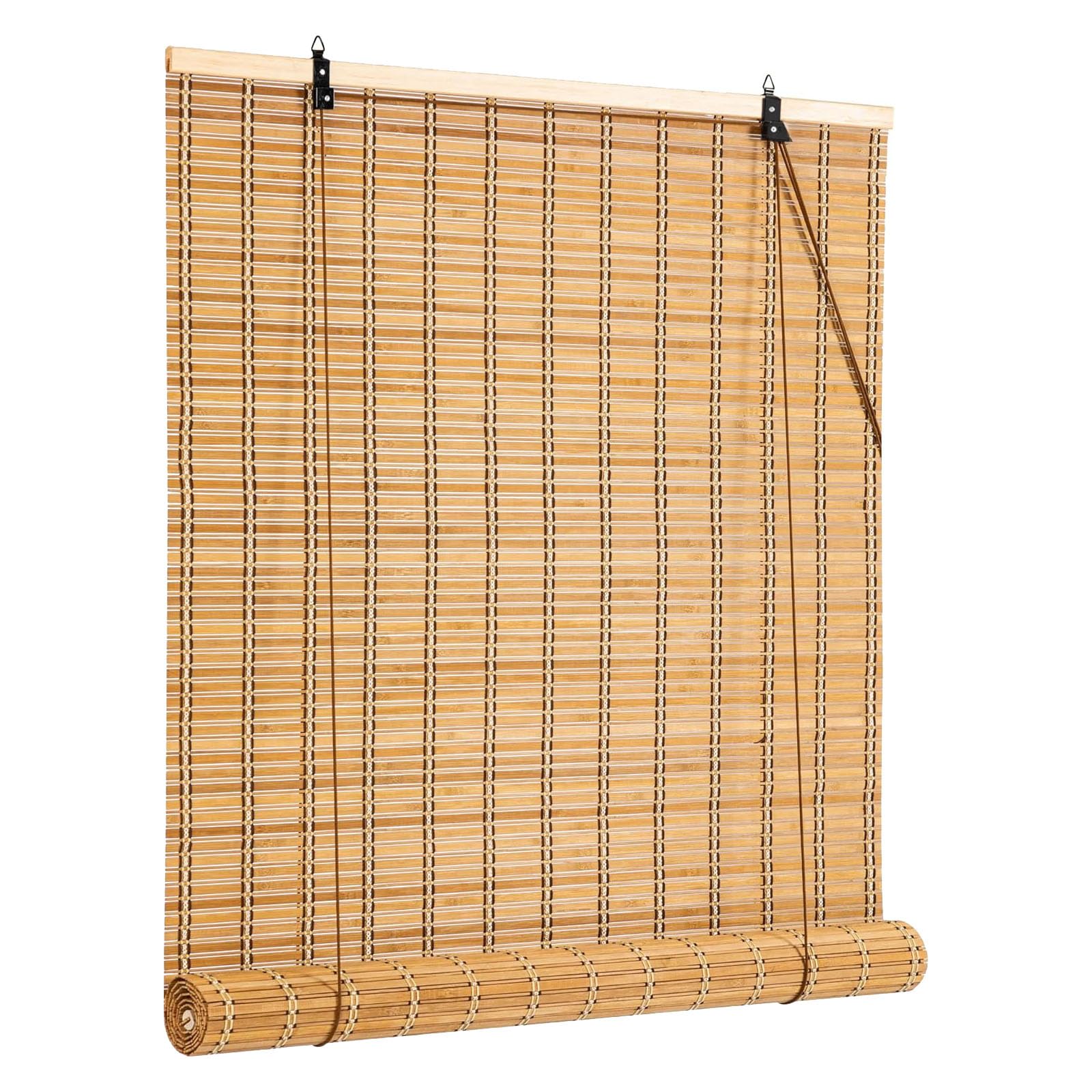 Bamboo Blinds Bamboo Shades Roll Up Shades Retro Bamboo Roller Blinds Roman Roller Blinds Bamboo Blinds for Windows, Cordless for Outdoor/Indoor Patio Porch-Carbonized color-18x40in(WxH)