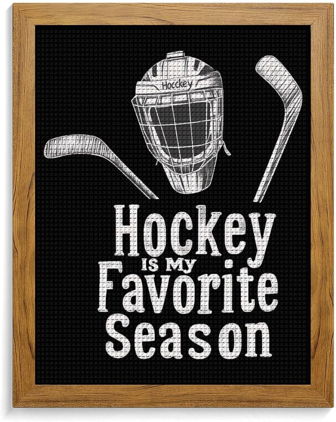 Hockey Is My Favorite Season Diamond 5D Painting Kits with Frame DIY Full Round Drill Gem Art Crafts for Home Wall Decor 16 X 20in Yellow Wood 40 * 50cm