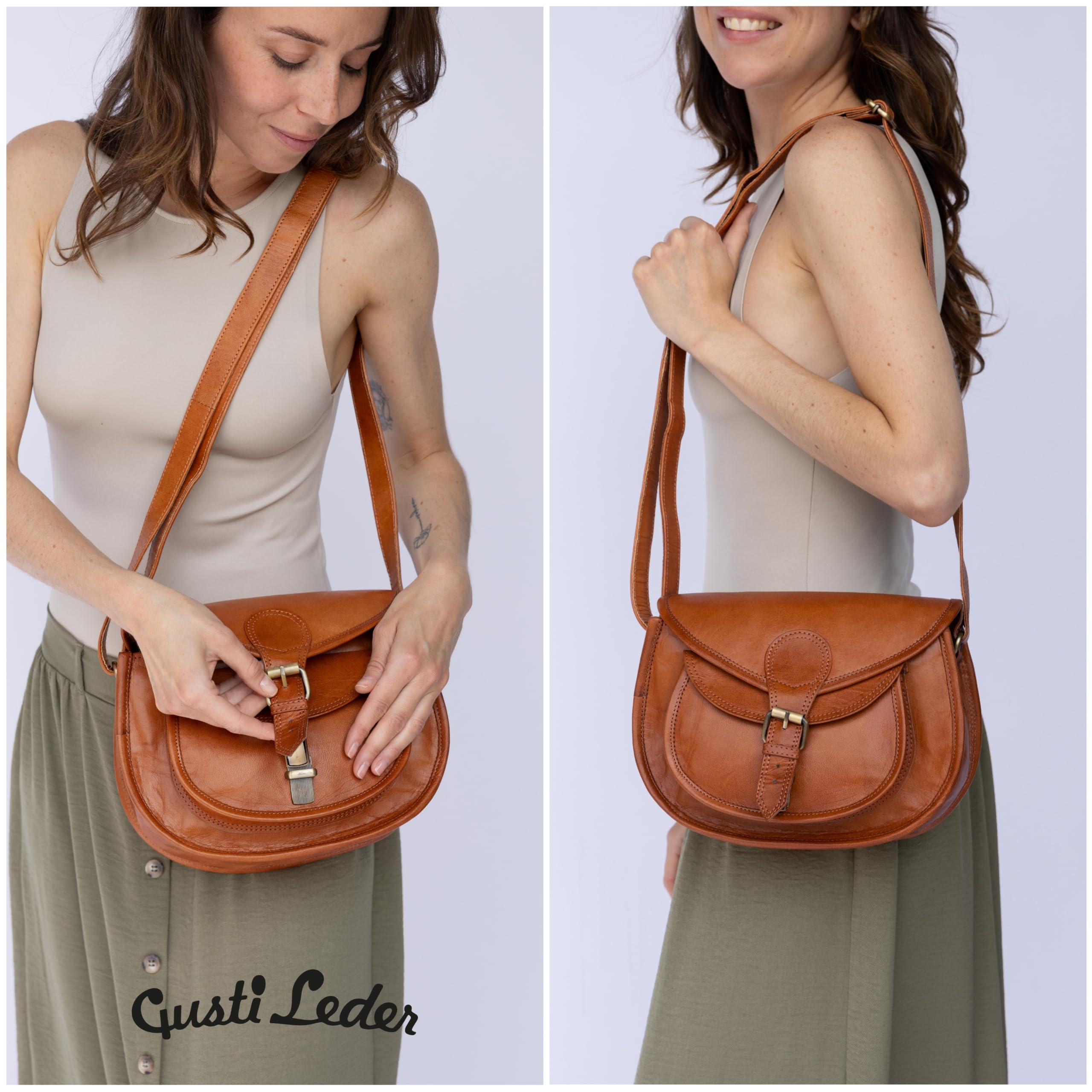 Gusti Borse in pelle - “Evelyn” borsetta da donna a tracolla piccola vintage