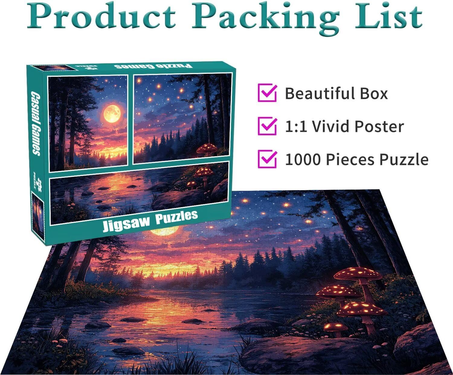 Puzzle Erwachsene 2000 Teile Mond Sternenhimmel Educa Jigsaw für Kinder ab 8 Jahren Mädchen Jungen, Erwachsene Impossible Klassische Puzzles Schwer, Anspruchsvoll Spielspaß, Geschenke 70x99cm t-998