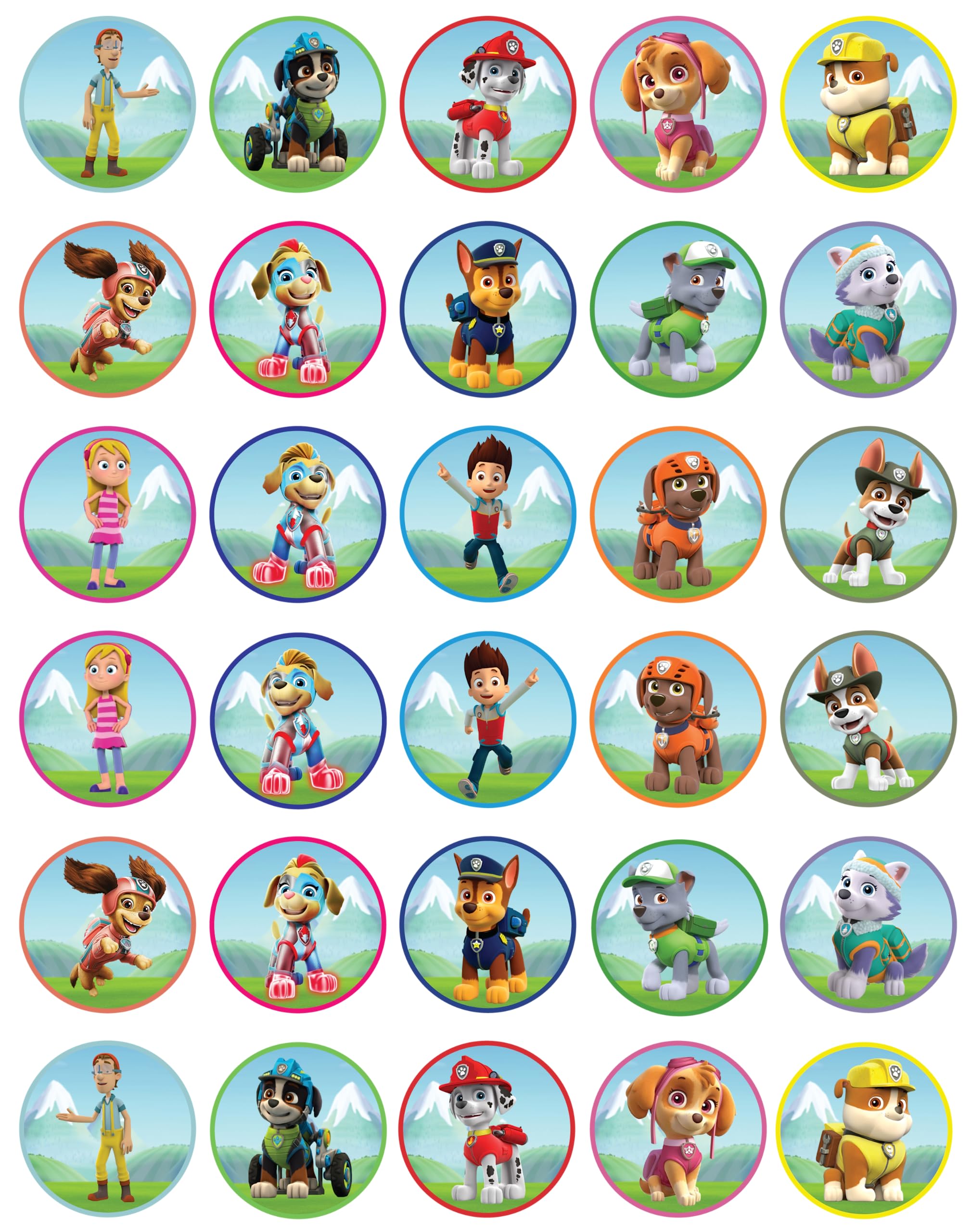 Amazon.com: 30 x Edible Cupcake Toppers Themed of The Paw Patrol of Edible Cake Decorations ...
