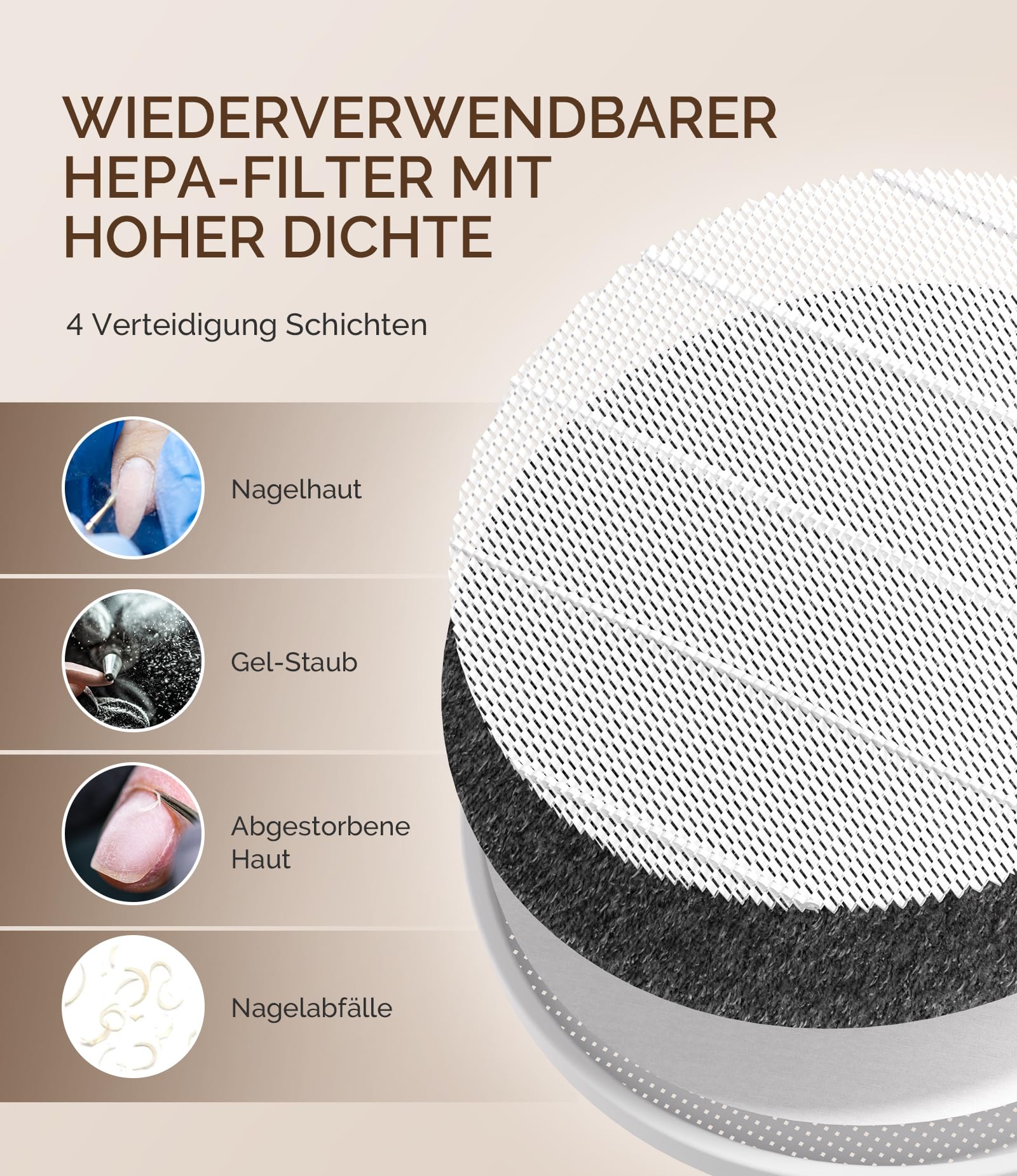 MelodySusie Staubabsaugung für Nägel, HPro Kompaktes Vakuum Professionell Nagelstaubsauger mit Filter, Saugstarke Leistungsstarke Nagelstaubabsaugung für Maniküre im Salon und zu Hause (Rosa)