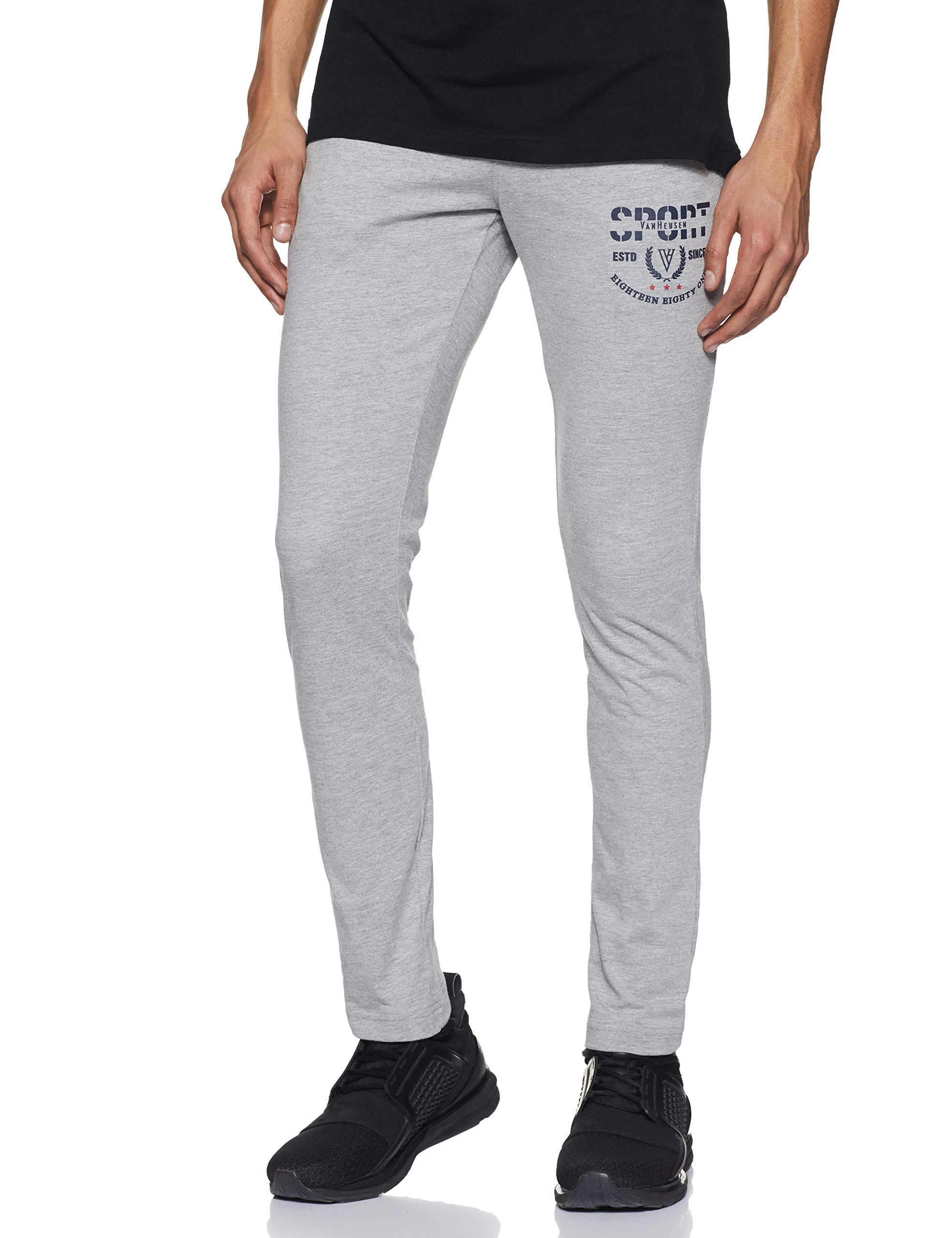 Van Heusen Men's Regular Fit Mid Rise Sport Smart Tech Trackpants - Easy Stain Release, Anti Stat, Ultra Soft