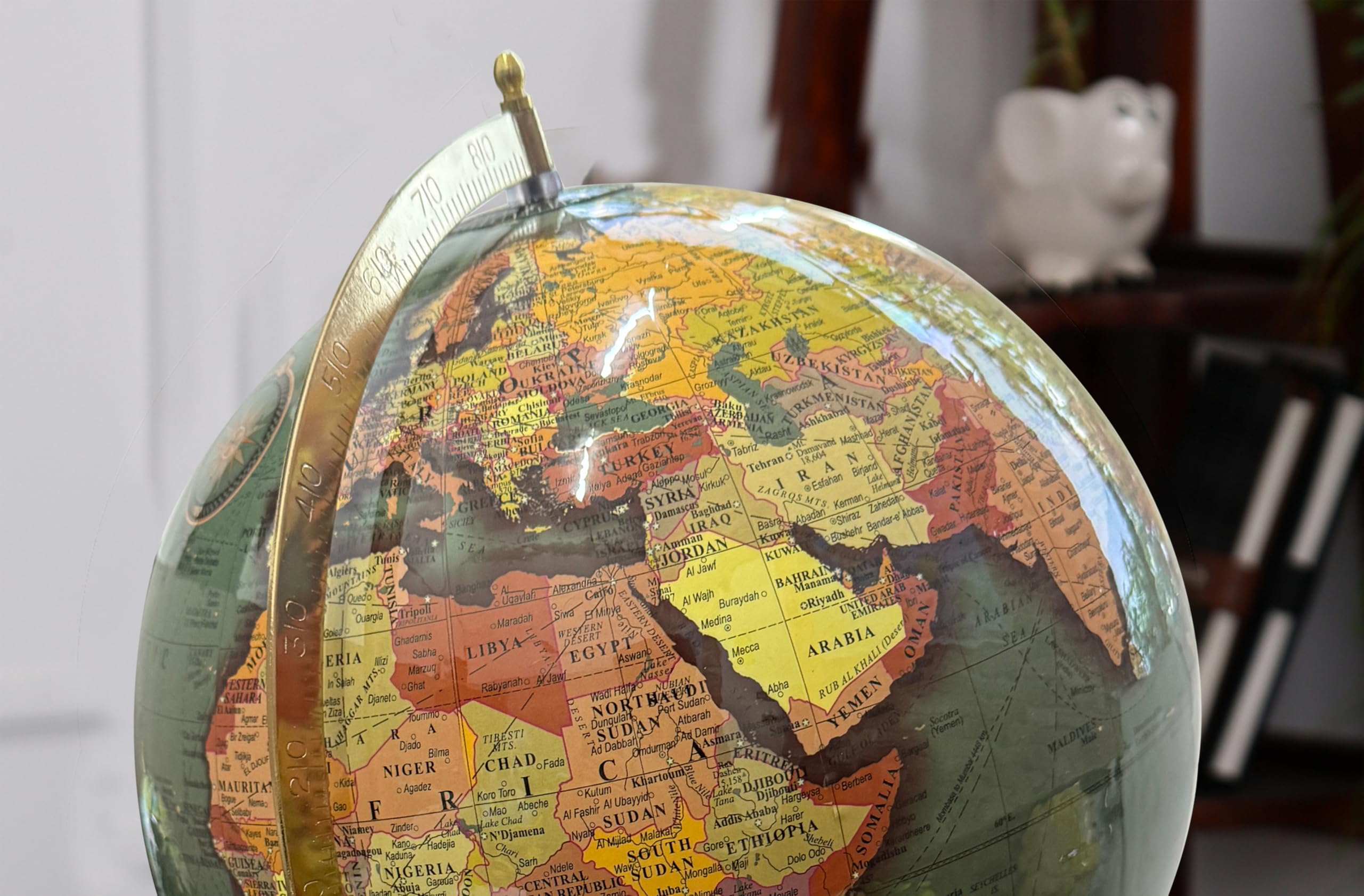GLOBE DADDY Rotating World Globe 12 Inch with Metal Arc and Wooden Stand for Home Décor, Office Decor and Decorations items, Birthday, Party Gifts and Anniversary.(dark green) 3