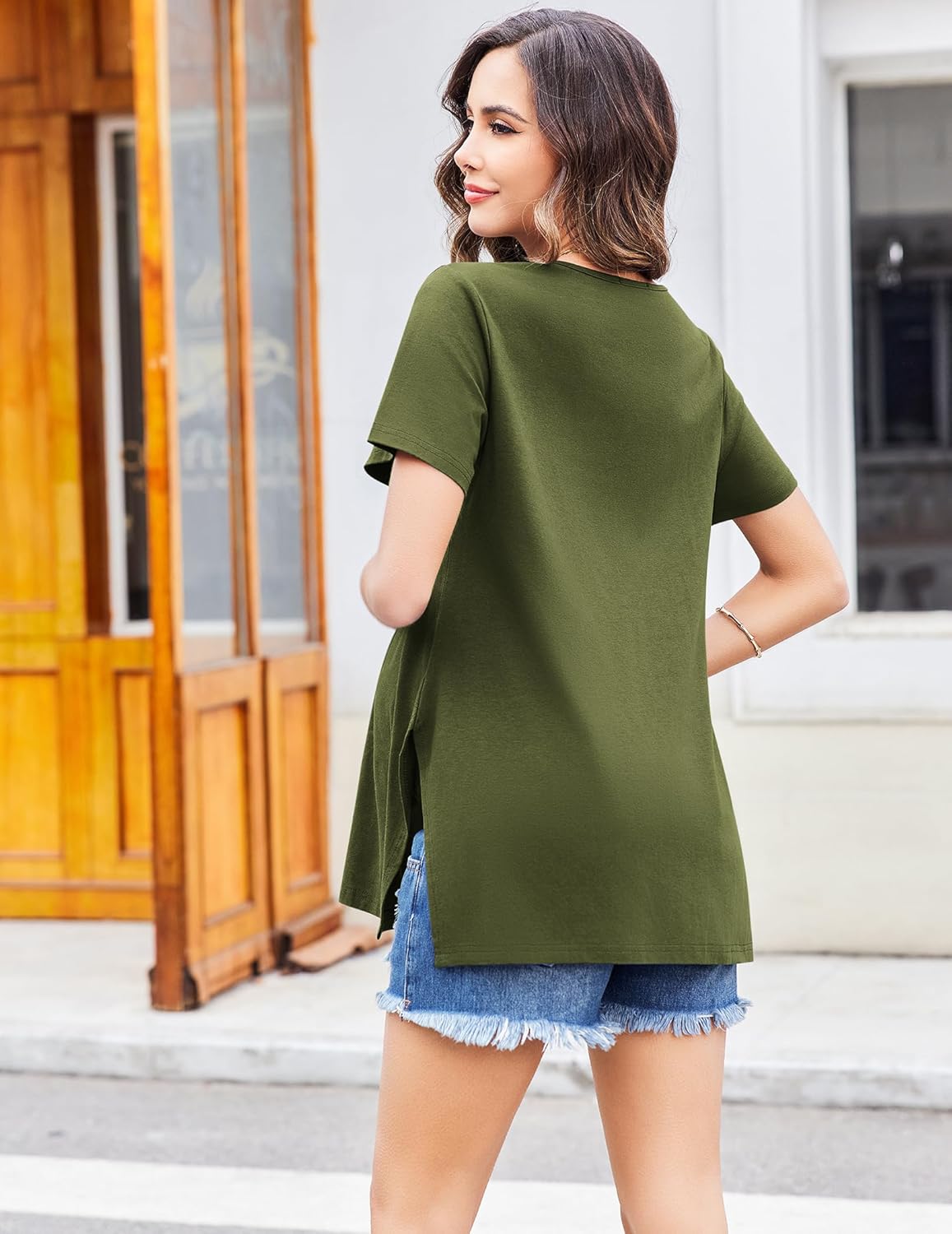 Ekouaer 3 Pack Maternity Shirts Short Sleeve Split Side Pregnancy Tops Casual Pregnant Tunic Blouse - Image 5