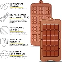 Vista 5 de Anaeat Moldes de silicona desmontables para chocolate, juego de 4 moldes de silicona flexibles y antiadherentes para barras de proteína y energía