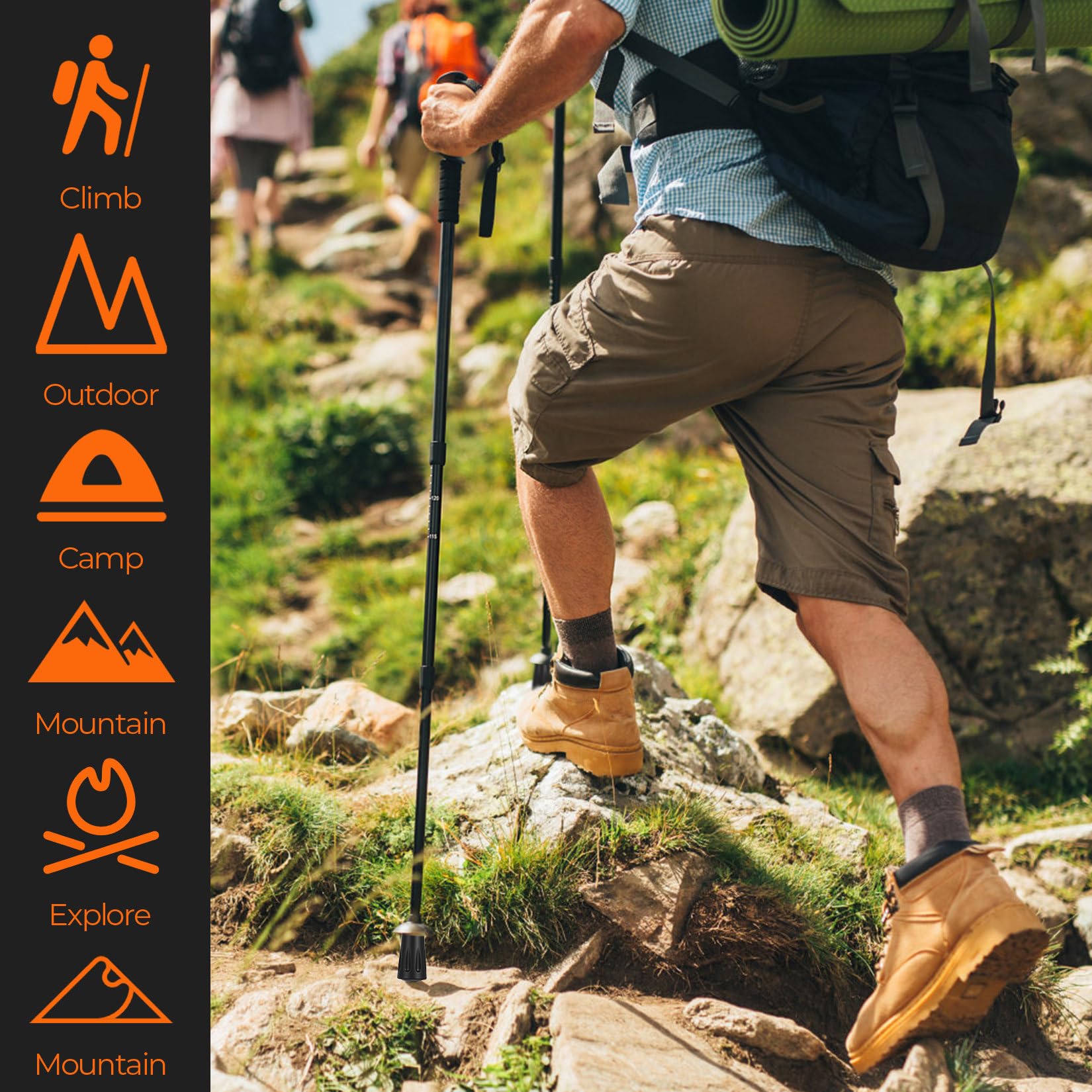 16 Nordic Walking Nakładki Antypoślizgowe, 11mm Końcówki na Kijki Trekkingowe, Wymienne Gumowe Stopki na Kijki, z 3 Sztukami Złączek w Kształcie Ósemki