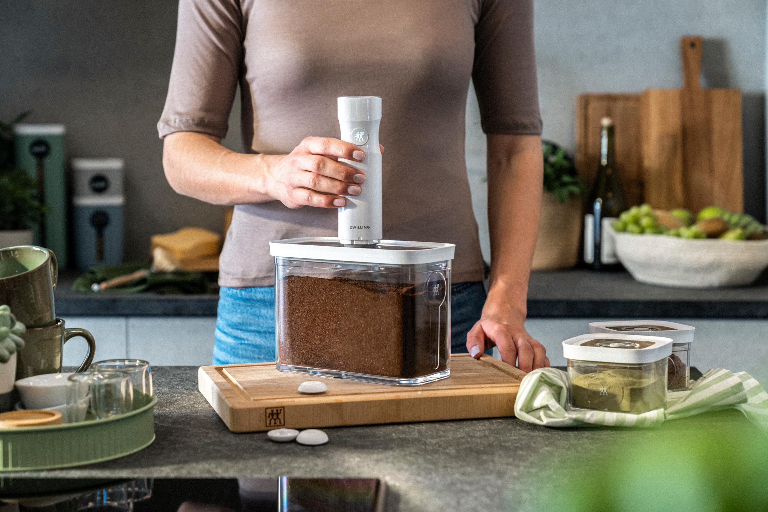 ZWILLING Fresh & Save Cube difüzör seti, vakum fonksiyonu için 6 parçalı aksesuar, BPA içermez, bulaşık makinesinde yıkanabilir, beyaz