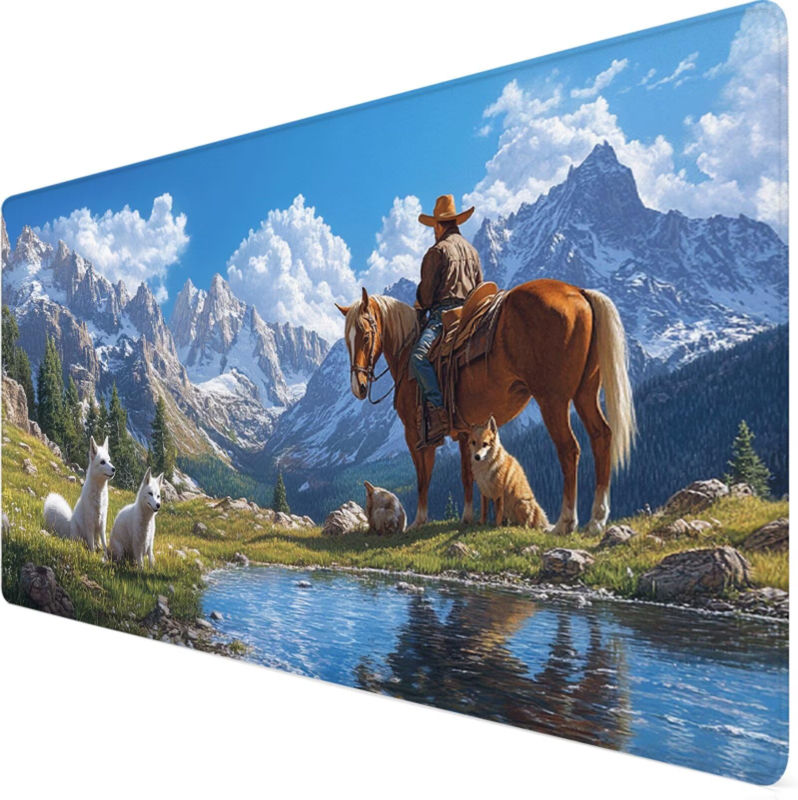 Podkładka pod mysz XXL 1200x600x3mm podkładka pod mysz koń lis poprawia precyzję i szybkość, wodoodporna antypoślizgowa, szyte krawędzie, akcesoria do gier, komputer biurowy, komputer Y7-897