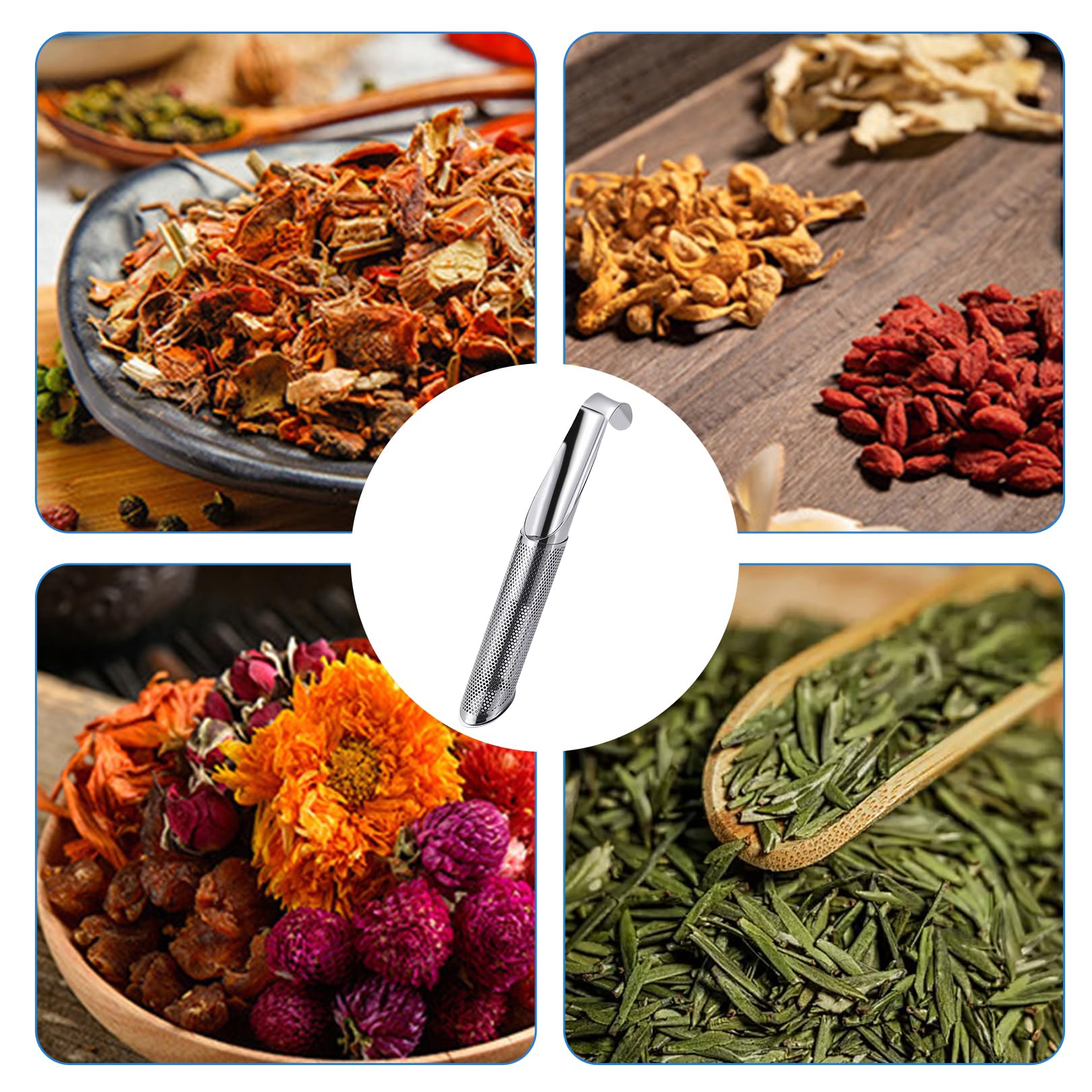 2Pièces Infuseur Thé,à Filtre en Acier Inoxydable Tea de Passoire Maille Fine,Cuillere Tube Infuser Strainer épices Filter,Sachet Vrac Strainers Tamis,pour Bouteille Tasse Infusion Fines Filtrante