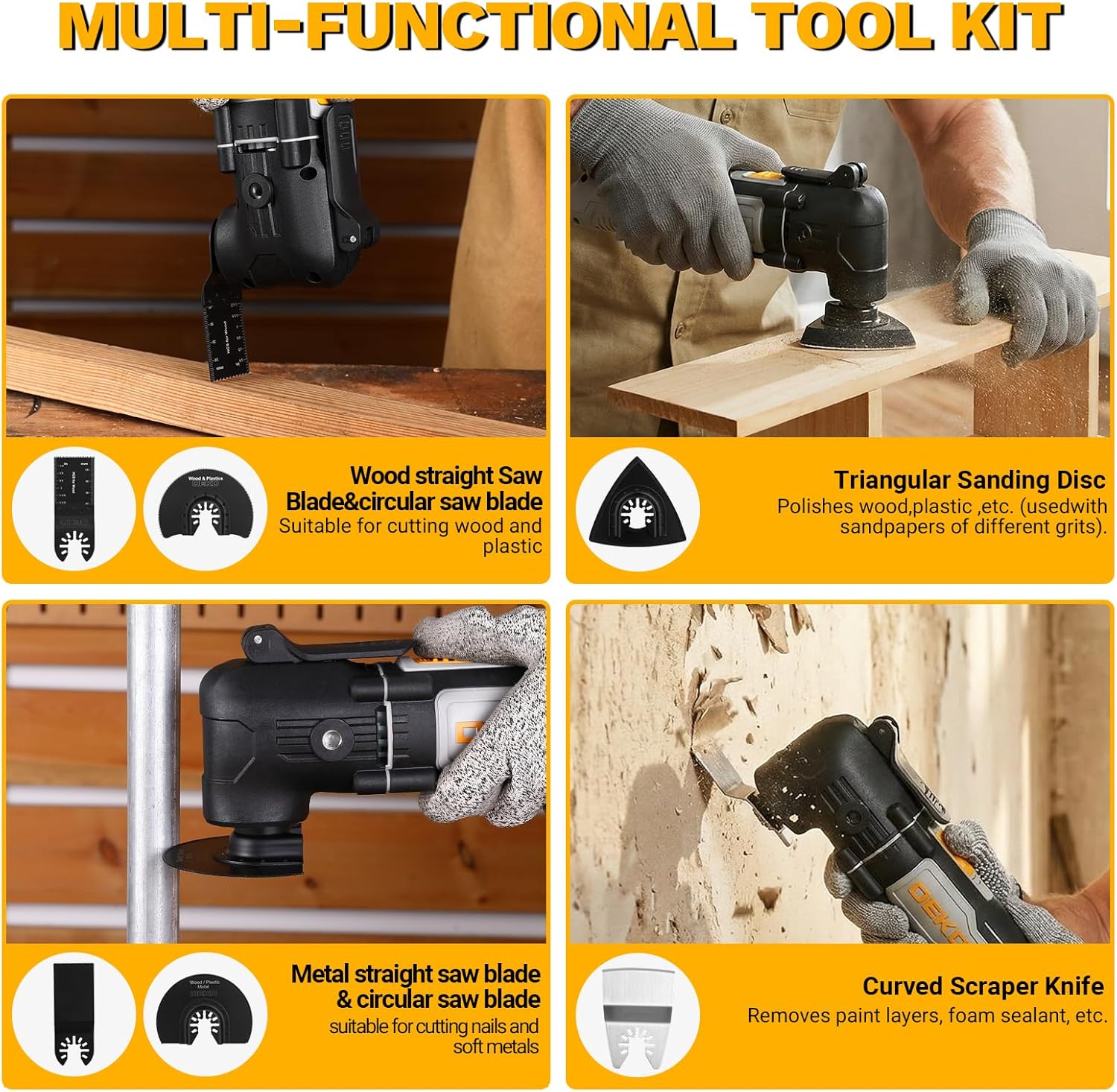Oscillating Tool 2.5 Amp, 22000RPM, 3° Oscillating Multitool Kit with 22-Piece Accessories, 6-Speed Control, Quick-Lock Blade Change, ideal for Cutting,Sanding,Scraping&Grinding