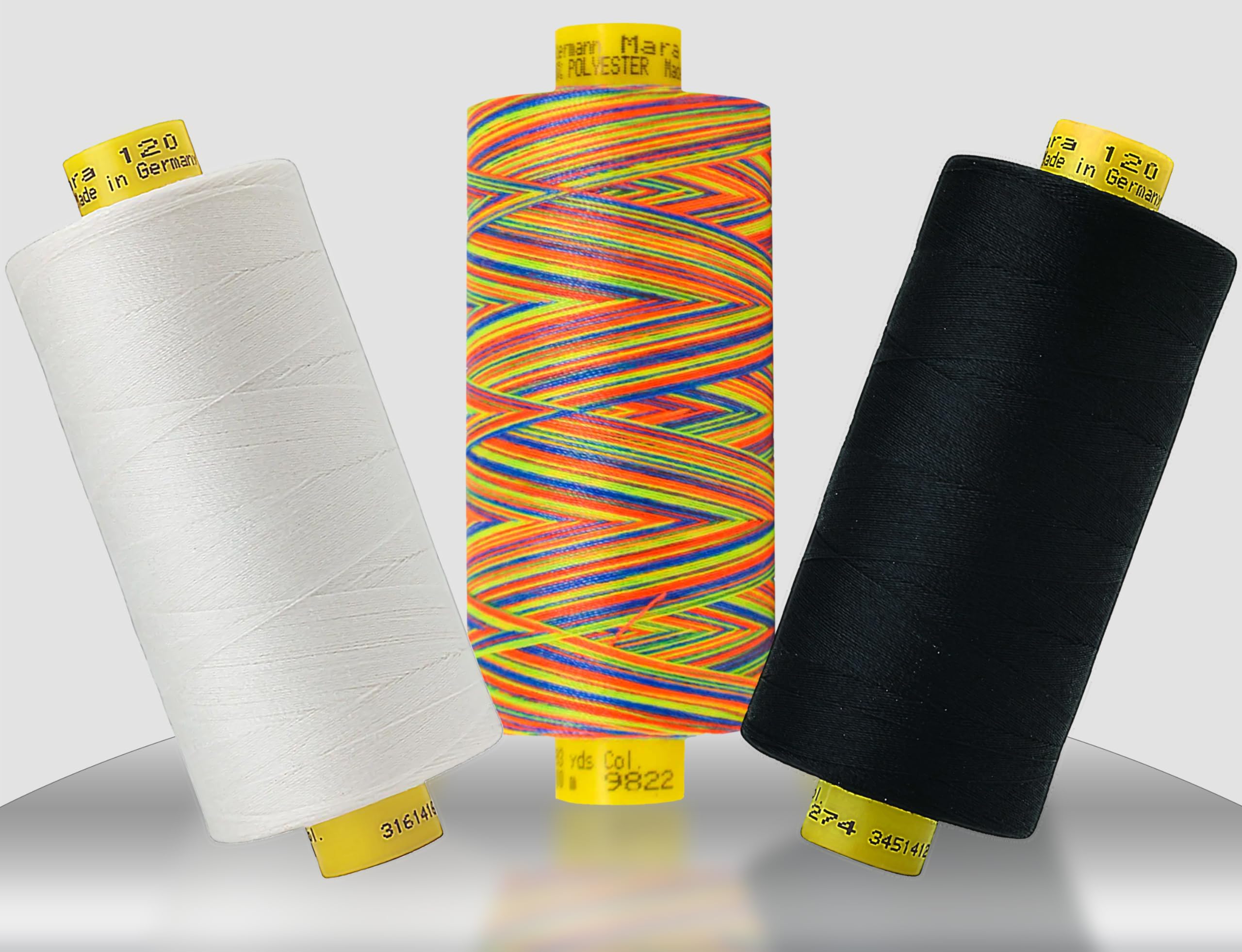 Gutermann Gütermann Mara 120 3-fädiges Nähset, 1000 m pro Spule Nähgarn, Polyester-Garn, Schwarz und Weiß und Mehrfarbig 9822