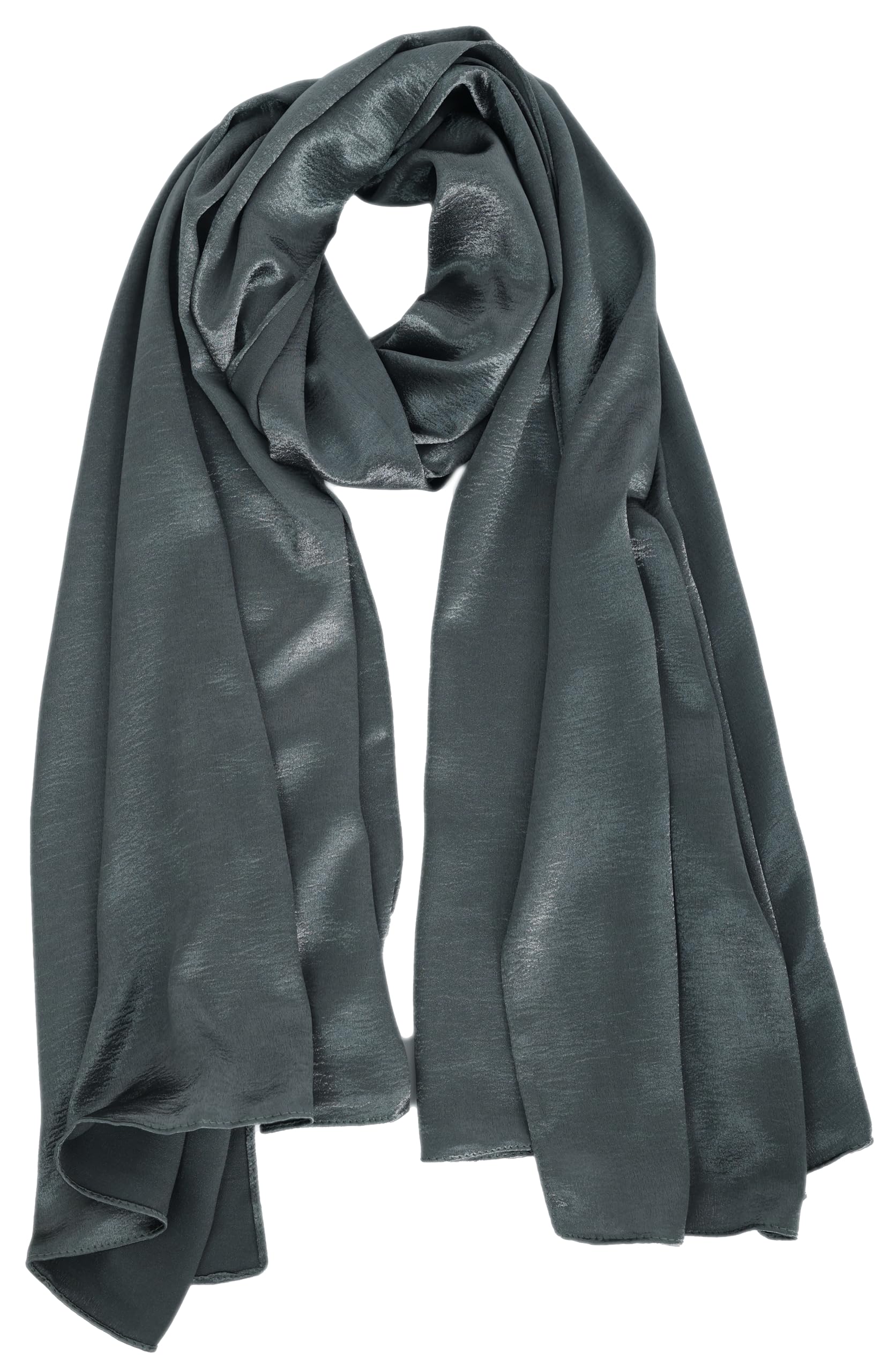 World Of Shawls Women's Grey Luxurious Crushed Velvet Hijab Scarf – Soft Lightweight Gold Shawl For – Elegant Modest Wear, Evening Or Daily Styling, Wedding Or Party Scarf (Grey)