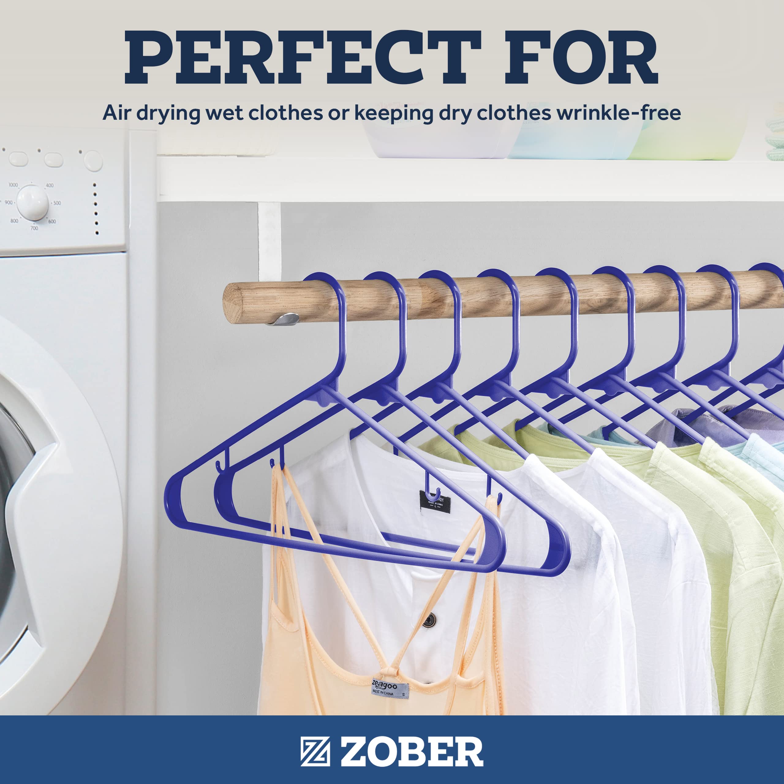 Zober Plastic Hangers 100 Pack Blue Plastic Hangers Space Saving