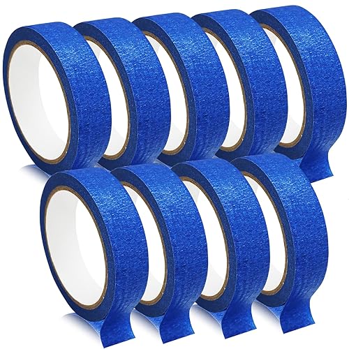 Cintas de pintor de alta calidad, 0.94 pulgadas x 65 pies, 9 rollos, cinta adhesiva de pintura, protege superficies y se quita fácilmente, cinta de